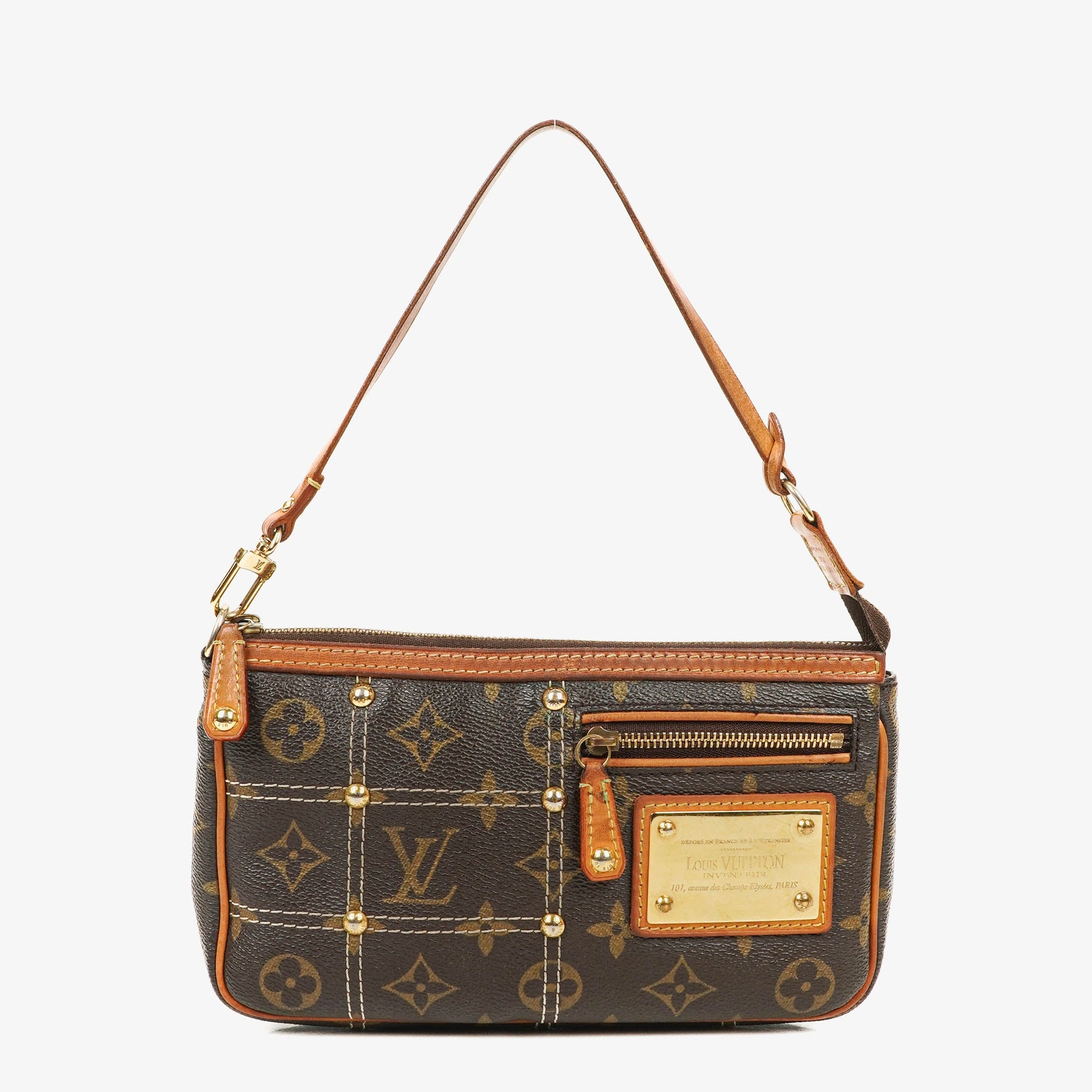 Louis Vuitton Monogram Coated Canvas Riveting Limited Edition Pochette Accessories Clutch Bag
