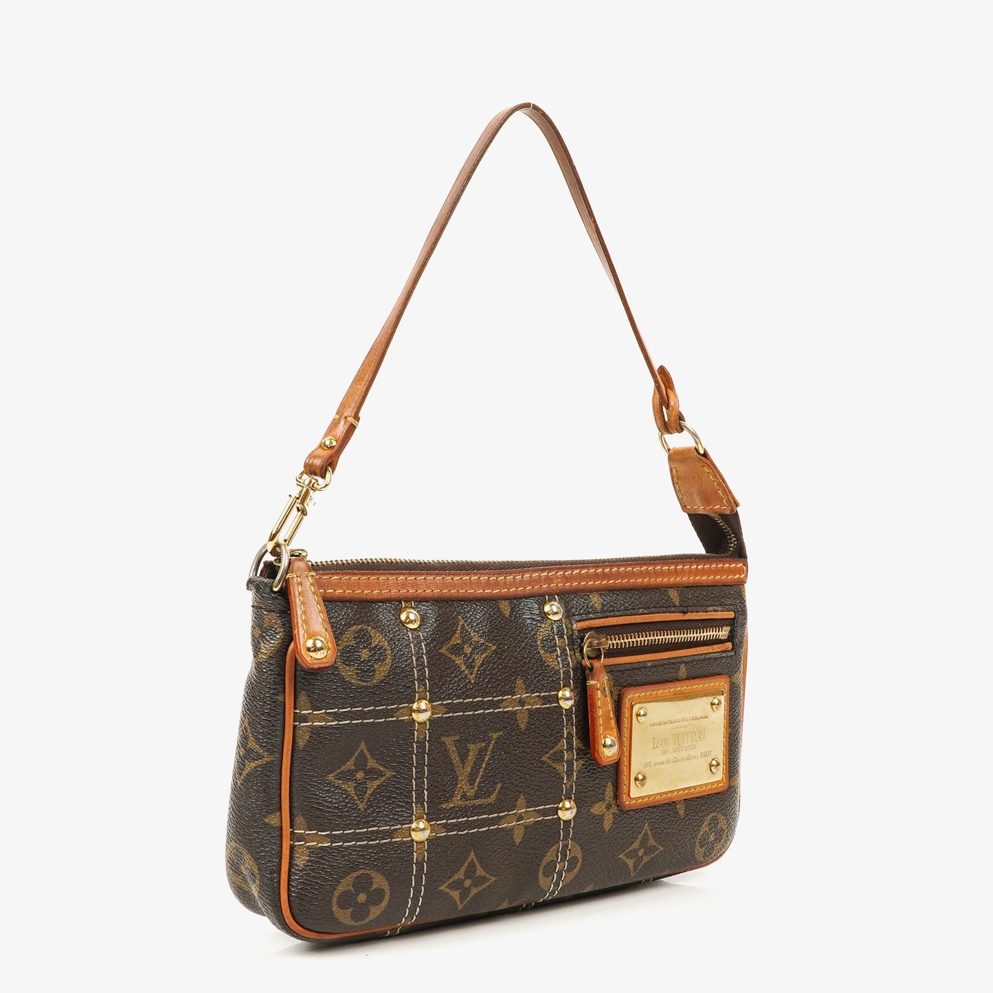 Louis Vuitton Monogram Coated Canvas Riveting Limited Edition Pochette Accessories Clutch Bag
