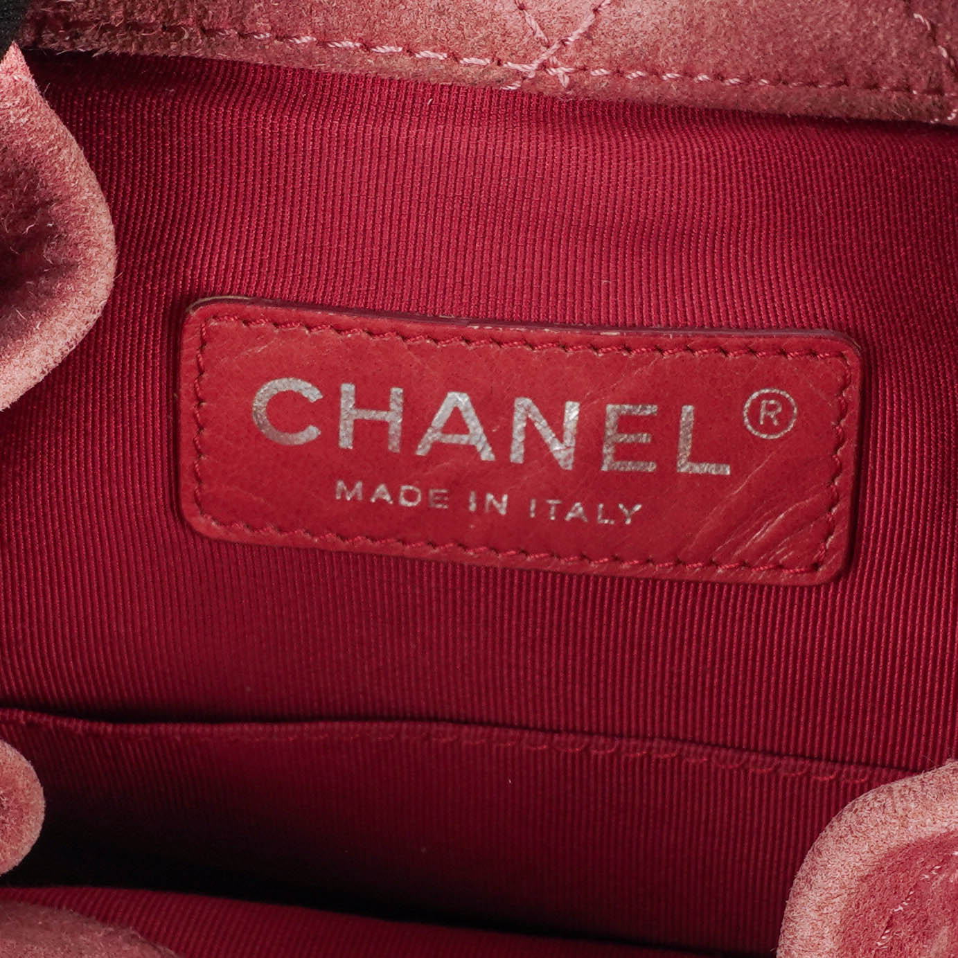 Chanel Quilted Suede Small Gabrielle Bucket Bag With Gold-Tone, Silver And Aged Silver Hardware