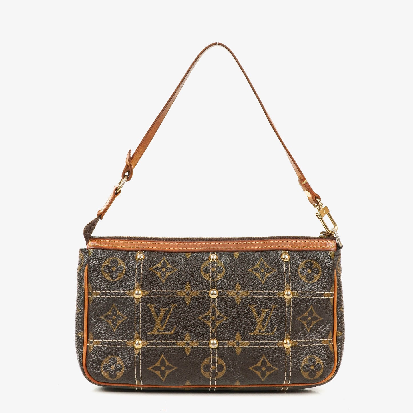 Louis Vuitton Monogram Coated Canvas Riveting Limited Edition Pochette Accessories Clutch Bag