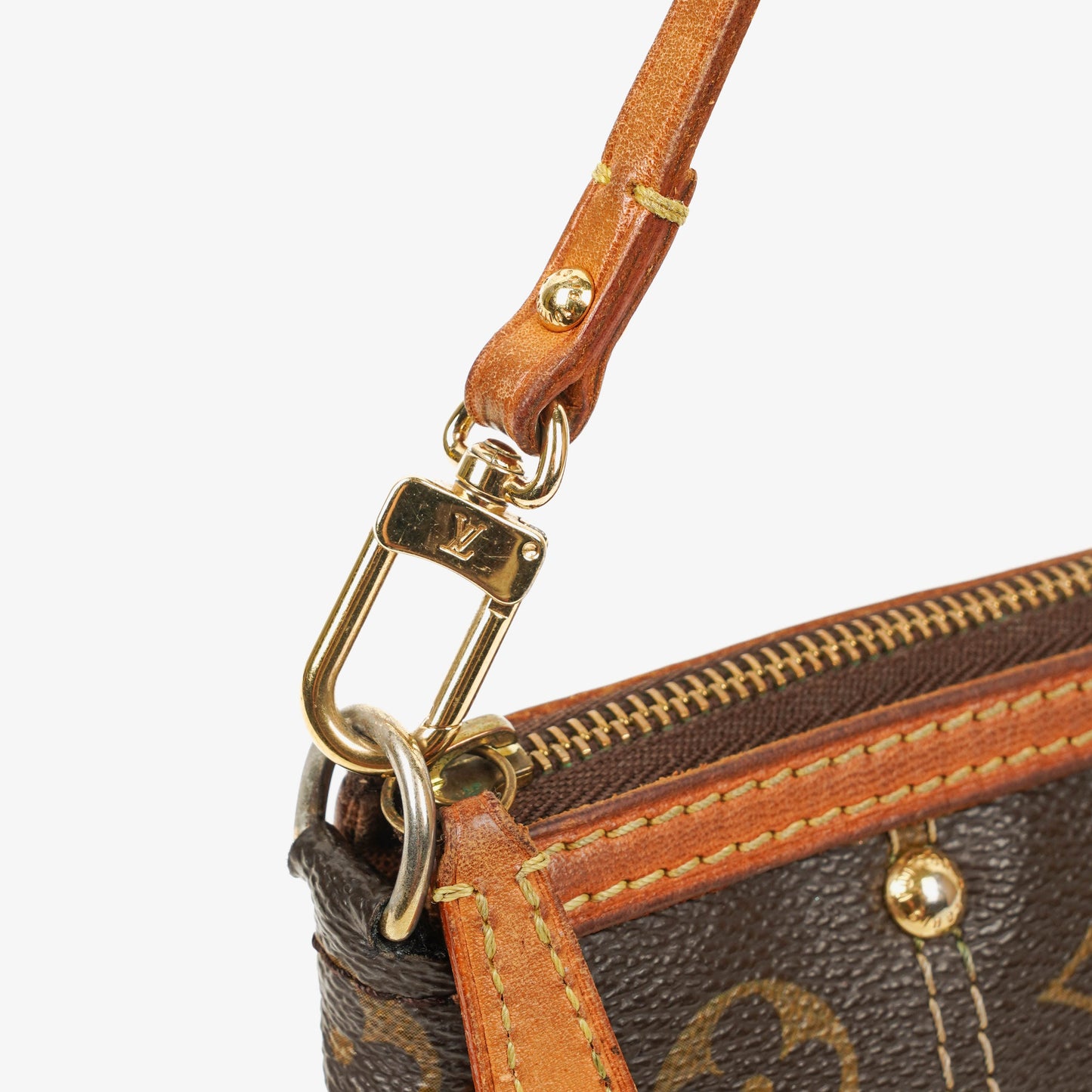 Louis Vuitton Monogram Coated Canvas Riveting Limited Edition Pochette Accessories Clutch Bag
