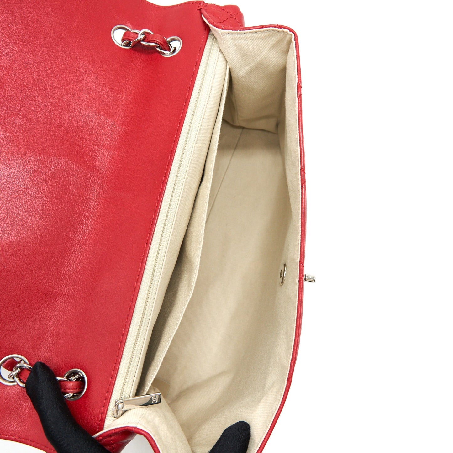 Chanel Quilted Large Flap Leather Bag With Chain Red