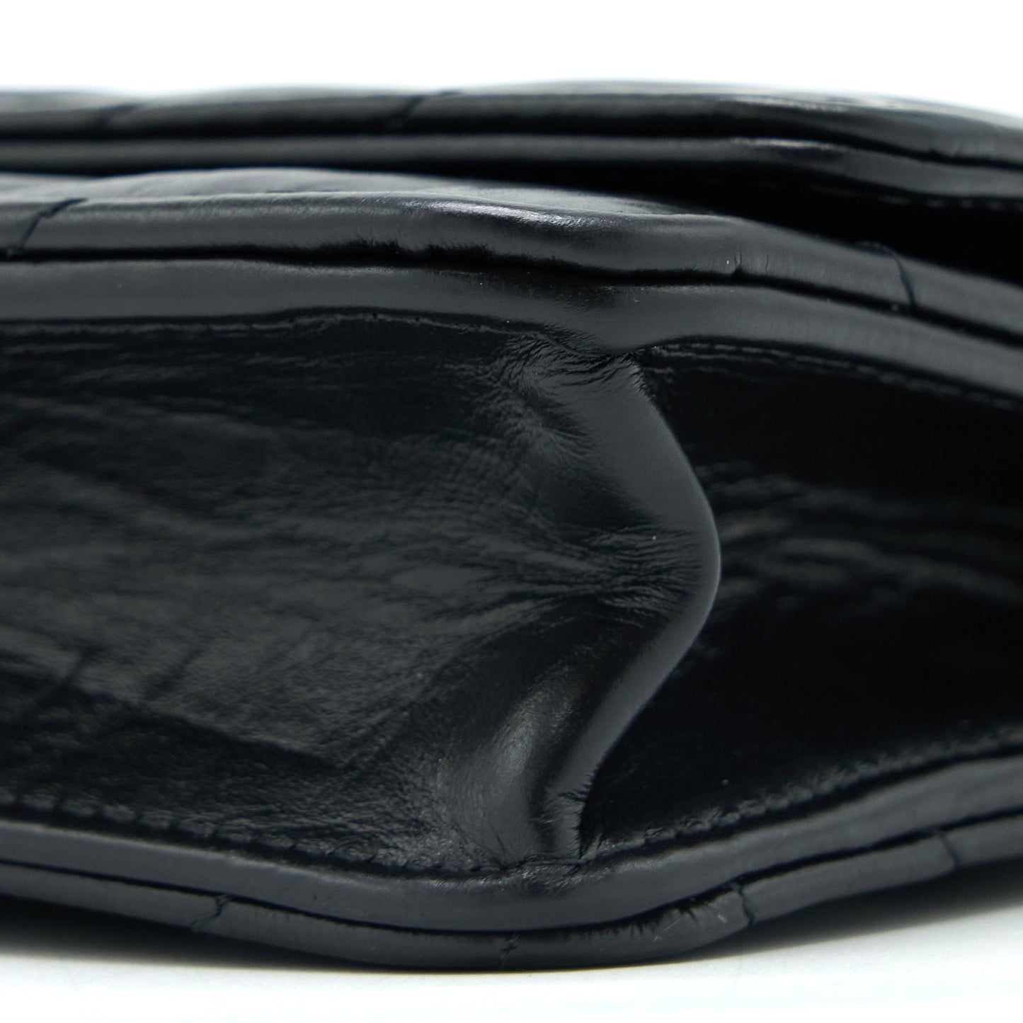 Chanel 2.55 Reissue Wallet On Chain Chevron Aged Calfskin Black Brushed  (Microchip)