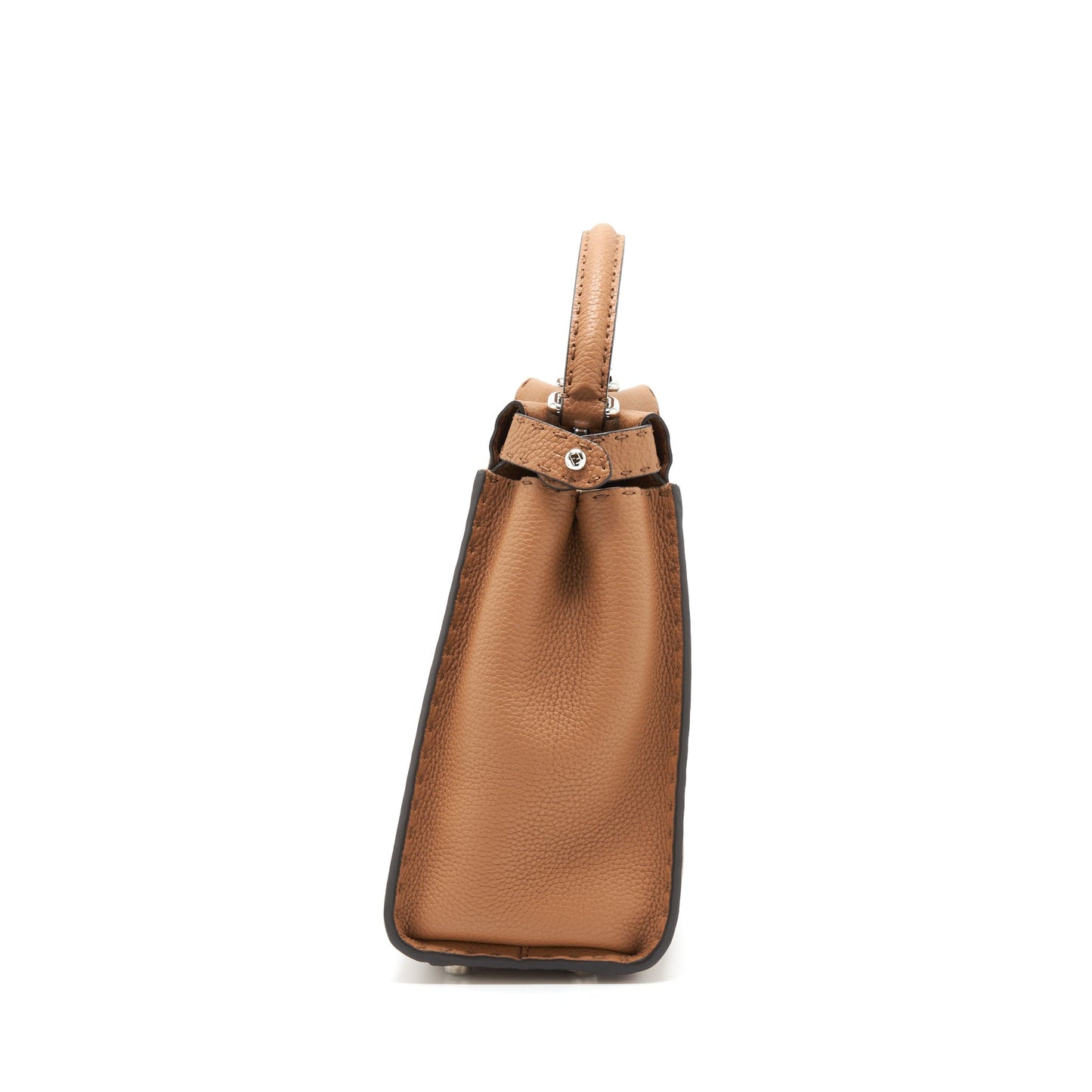 Fendi Medium Peekaboo Tote Purse Grained Calfskin Caramel