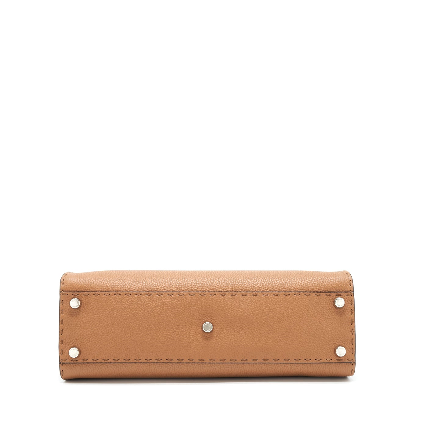 Fendi Medium Peekaboo Tote Purse Grained Calfskin Caramel