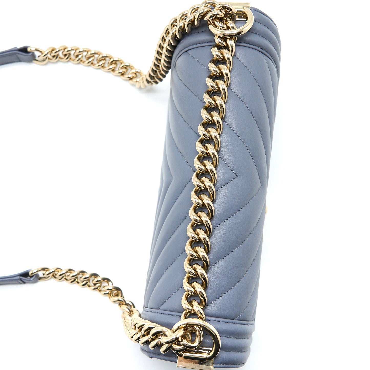 Chanel Medium Boy Bag Chevron Calfskin Grey L