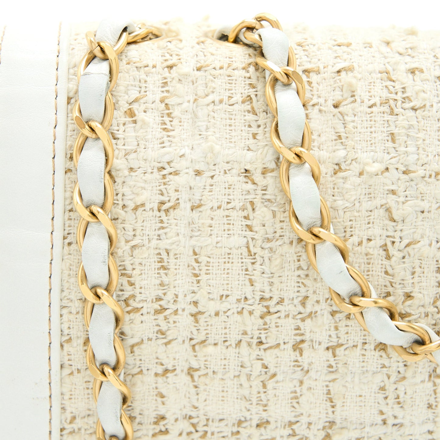Chanel  Flap Bag Tweed / Leather White