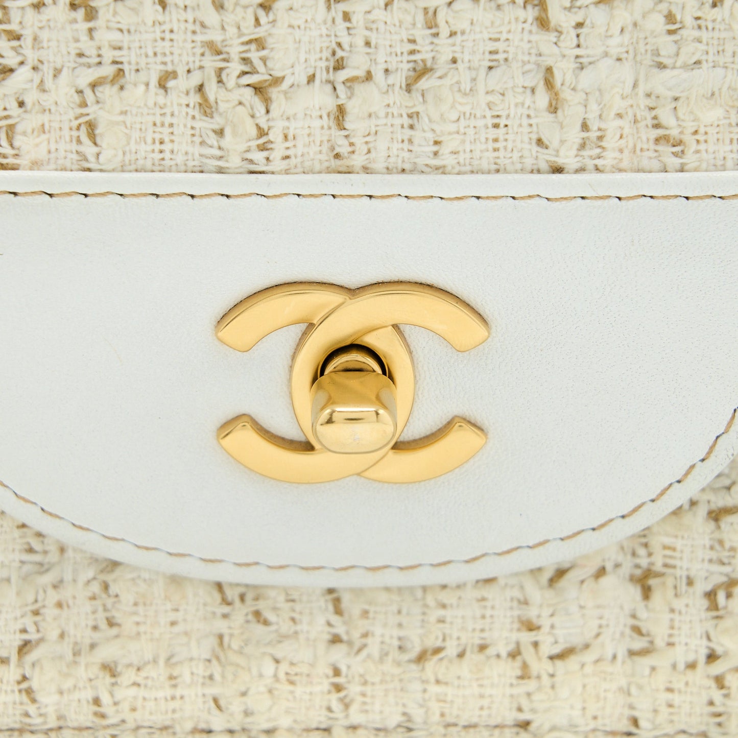 Chanel  Flap Bag Tweed / Leather White