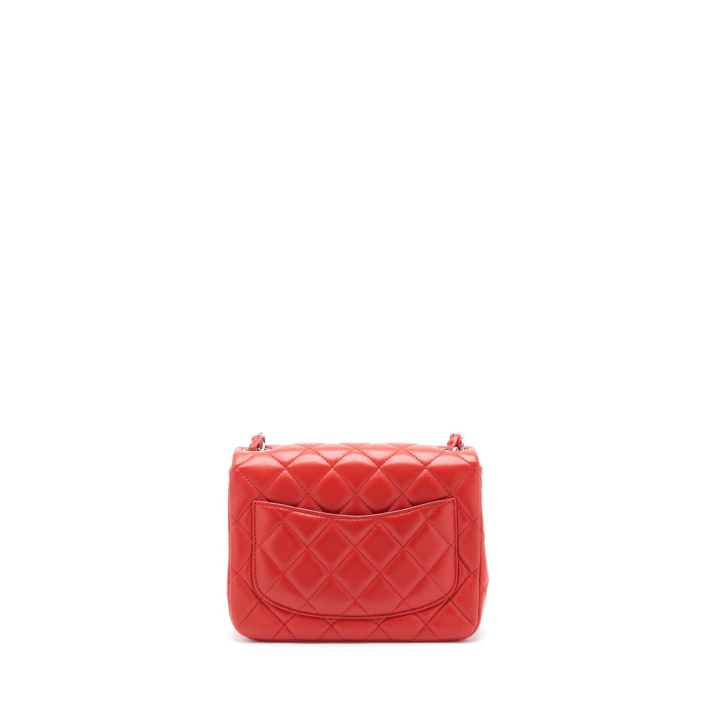 Chanel Mini Square Flap Bag Lambskin Red