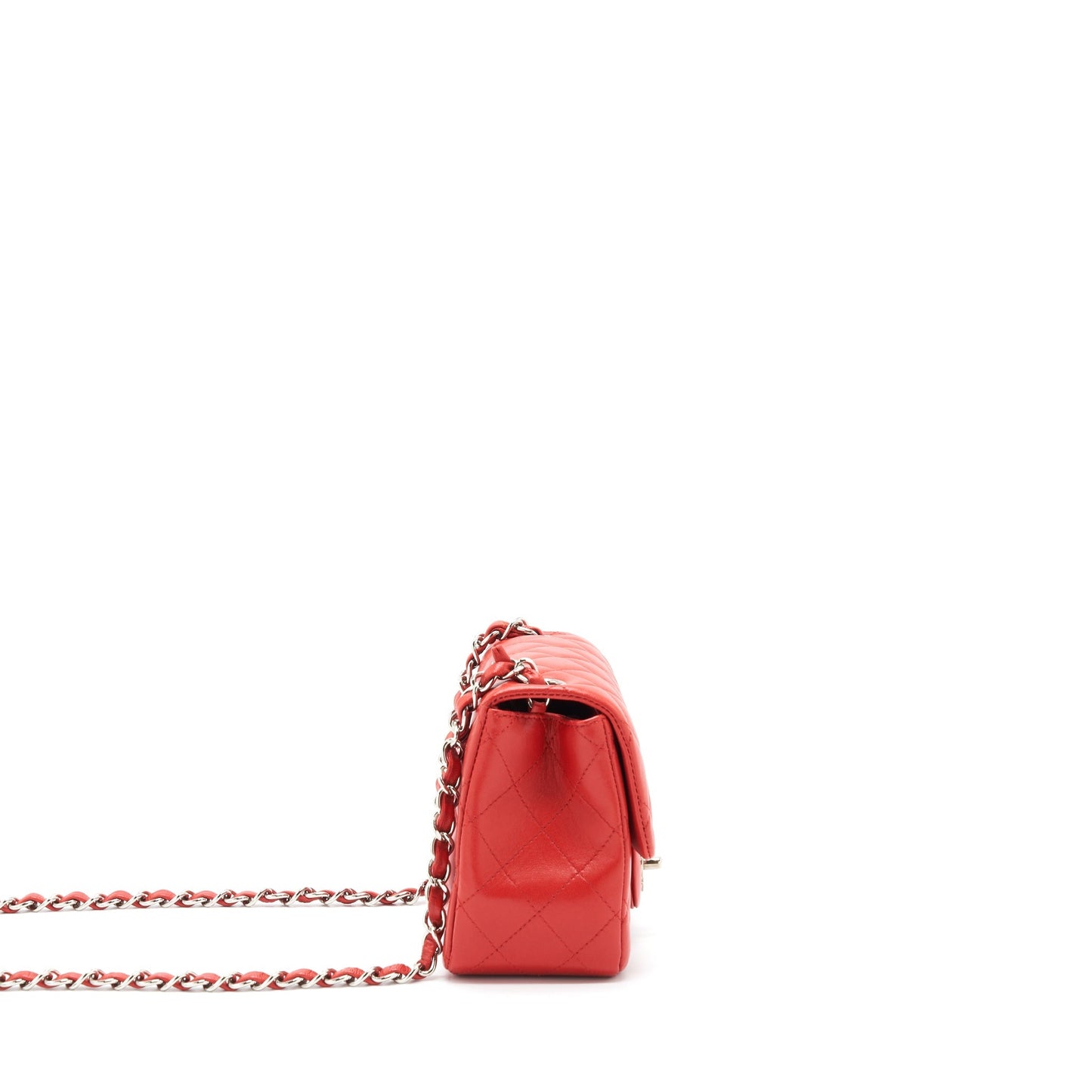 Chanel Mini Square Flap Bag Lambskin Red