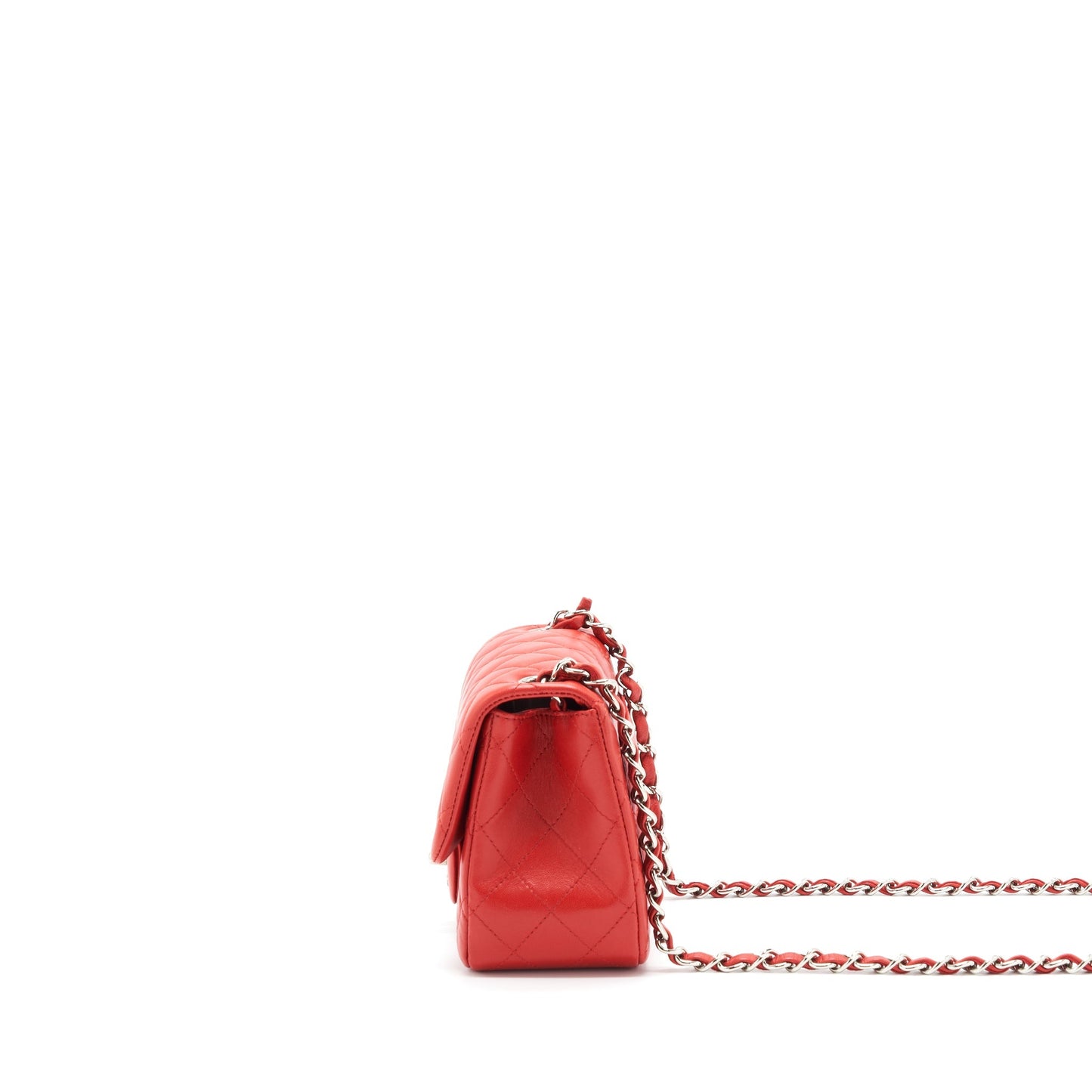 Chanel Mini Square Flap Bag Lambskin Red