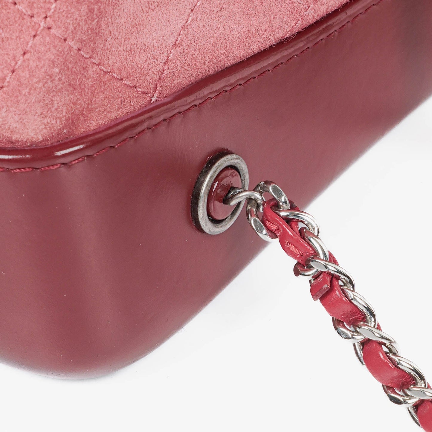 Chanel Quilted Suede Small Gabrielle Bucket Bag With Gold-Tone, Silver And Aged Silver Hardware