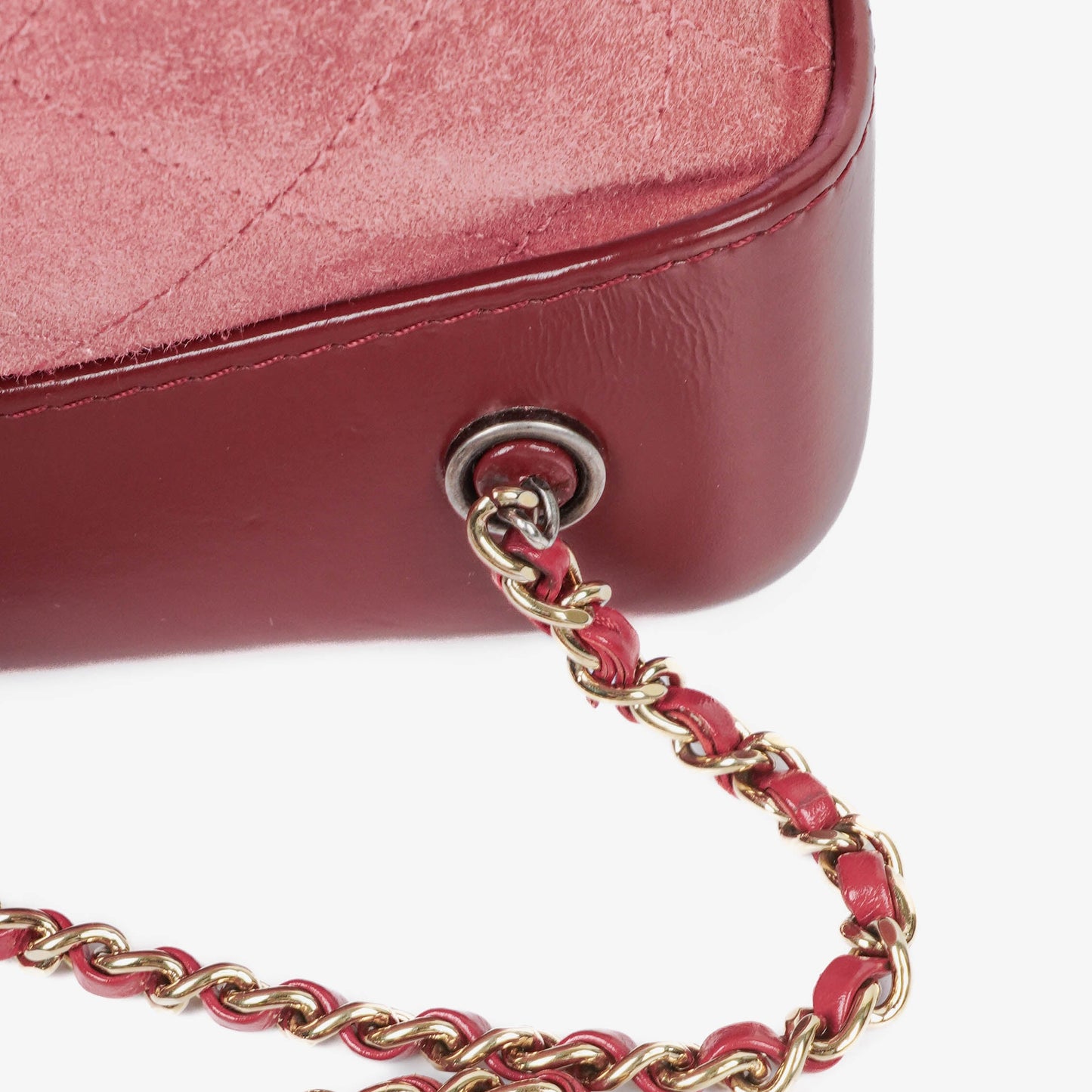 Chanel Quilted Suede Small Gabrielle Bucket Bag With Gold-Tone, Silver And Aged Silver Hardware