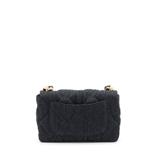Chanel 22s Small Denim CC Logo Shoulder Bag