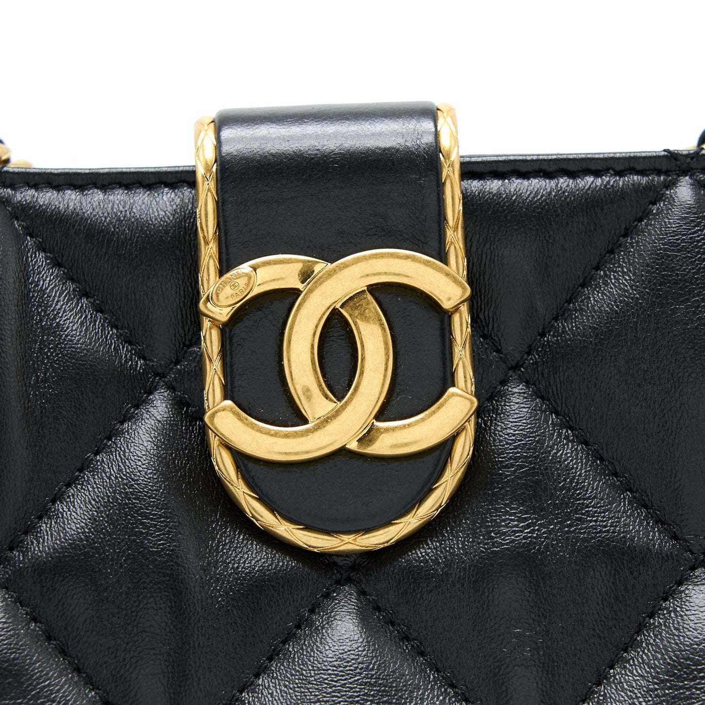 Chanel Seasonal Tote Bag Lambskin Black Brushed (Microchip)