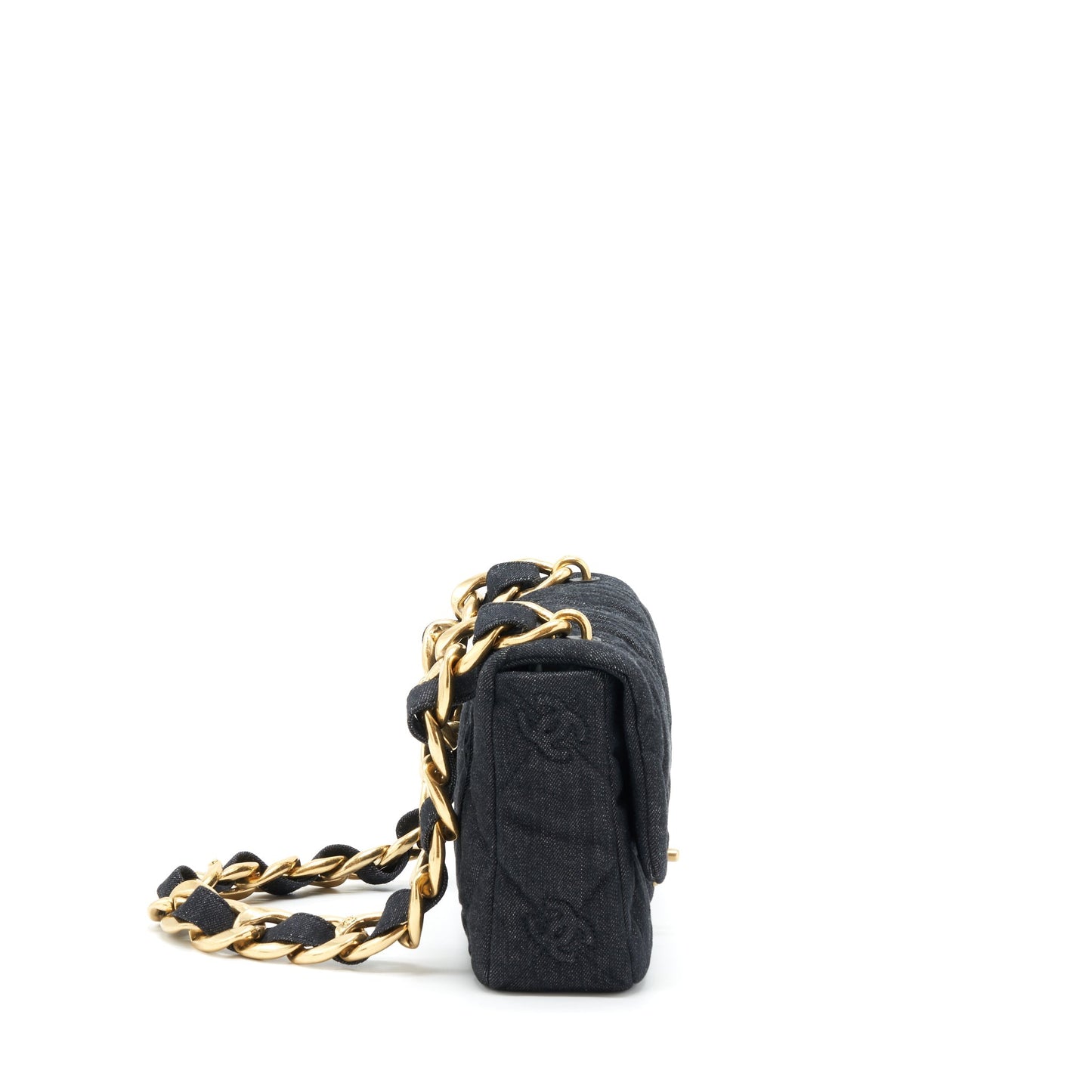 Chanel 22s Small Denim CC Logo Shoulder Bag
