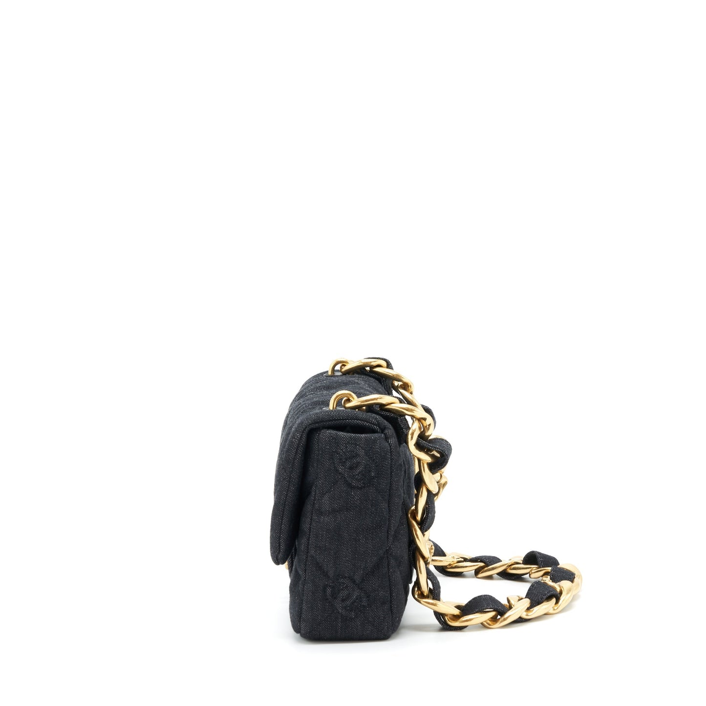 Chanel 22s Small Denim CC Logo Shoulder Bag