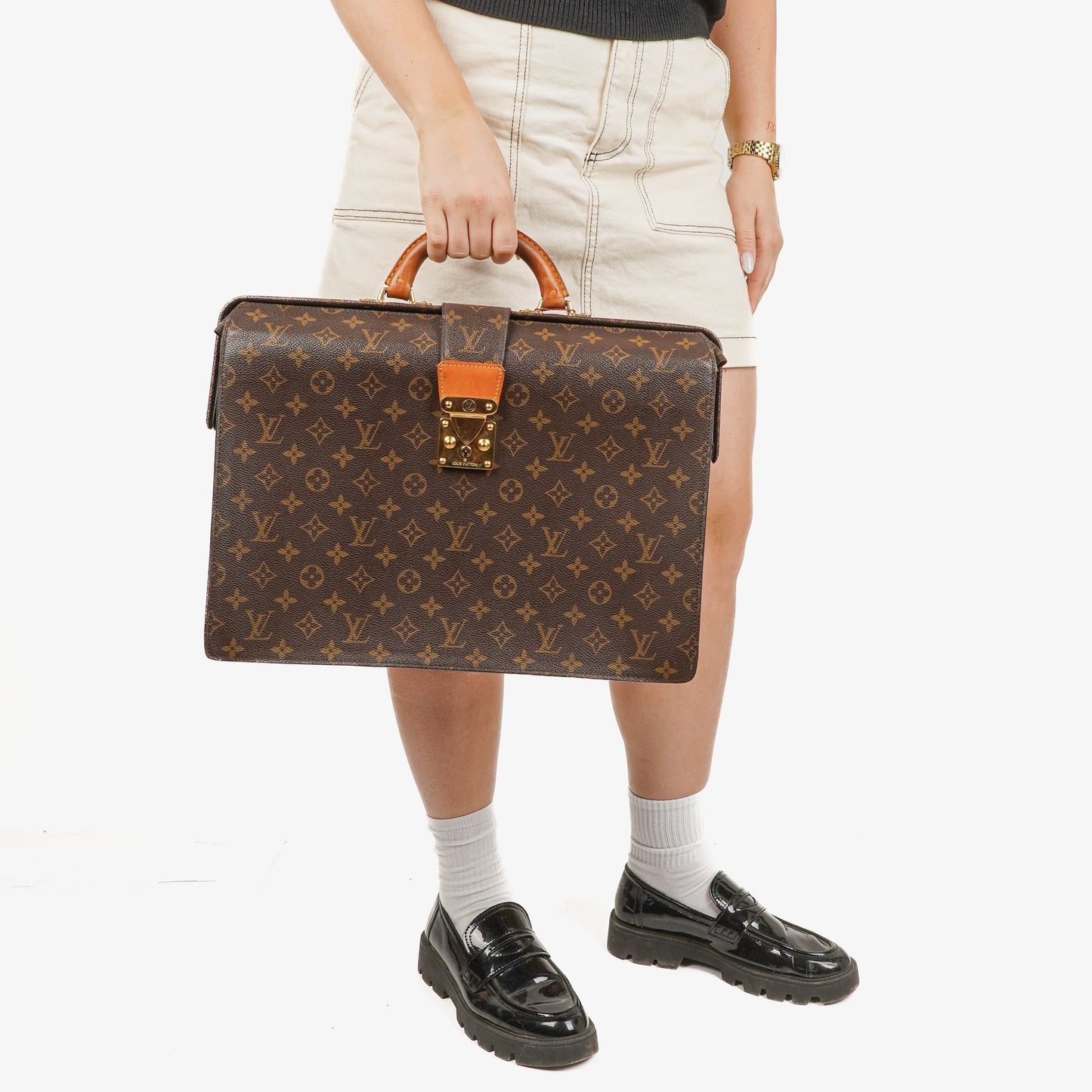 Louis Vuitton Monogram Canvas Serviette Fermoir Briefcase Bag