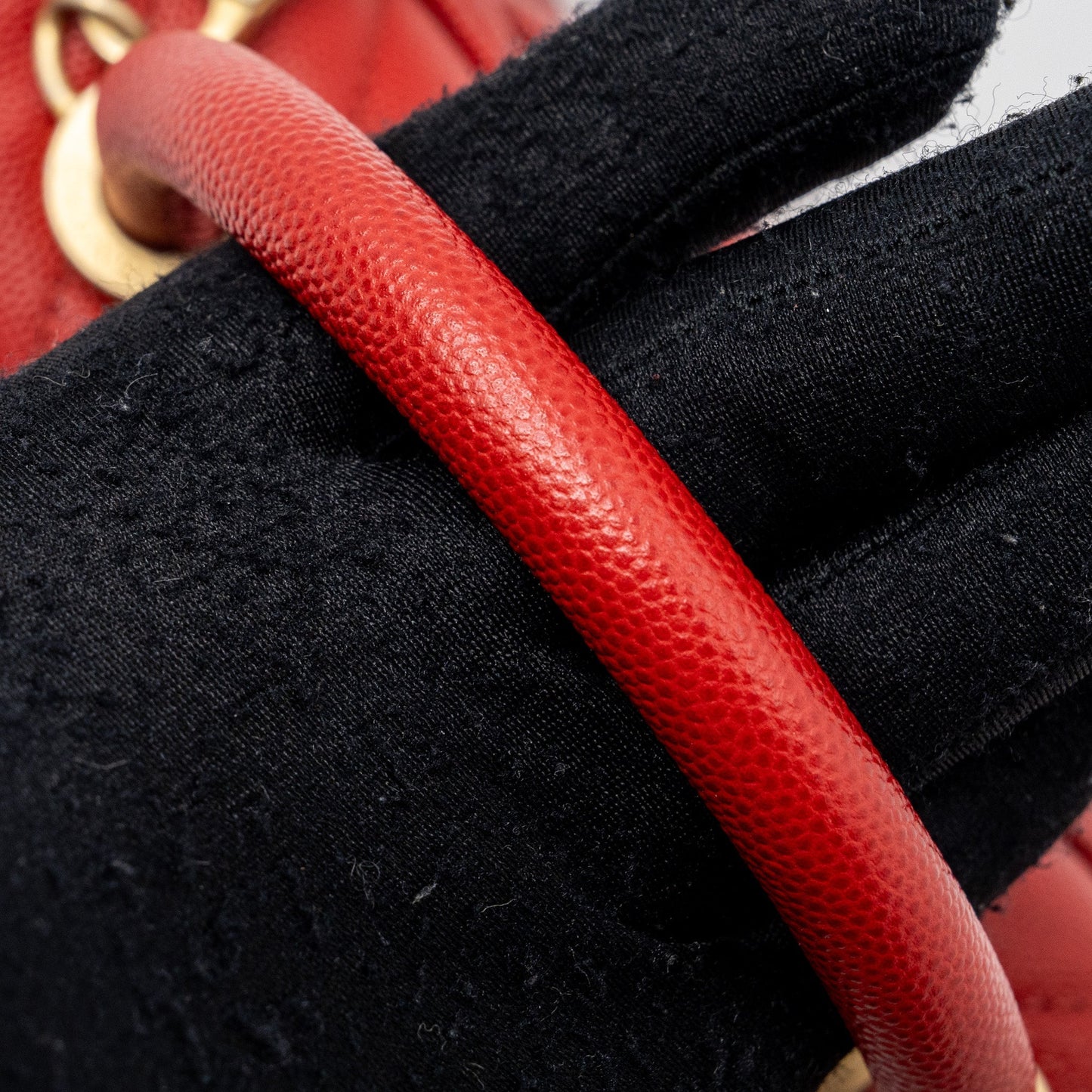 Chanel Small Coco Handle Chevron Caviar Red Brushed