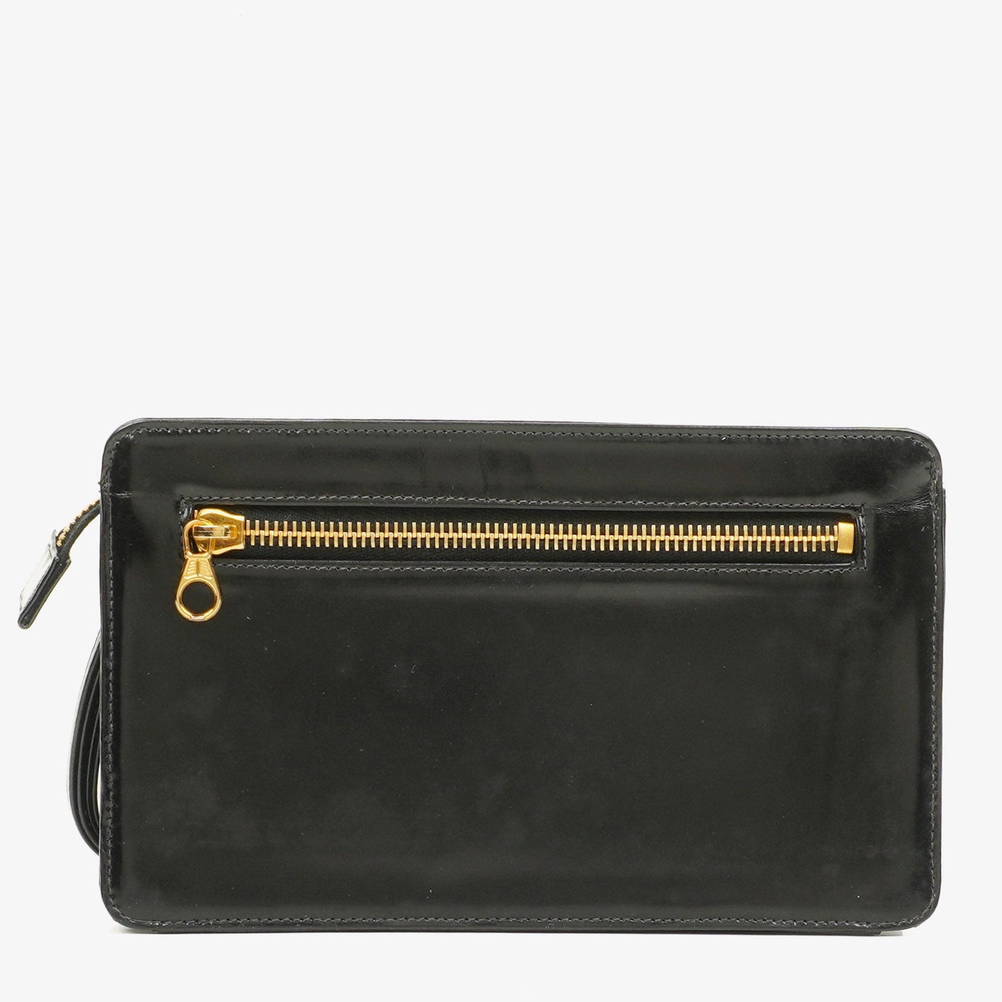 Chanel Black Patent Leather CC Logo Wrist Pouch