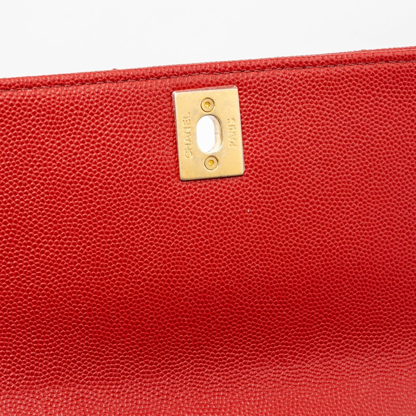 Chanel Small Coco Handle Chevron Caviar Red Brushed