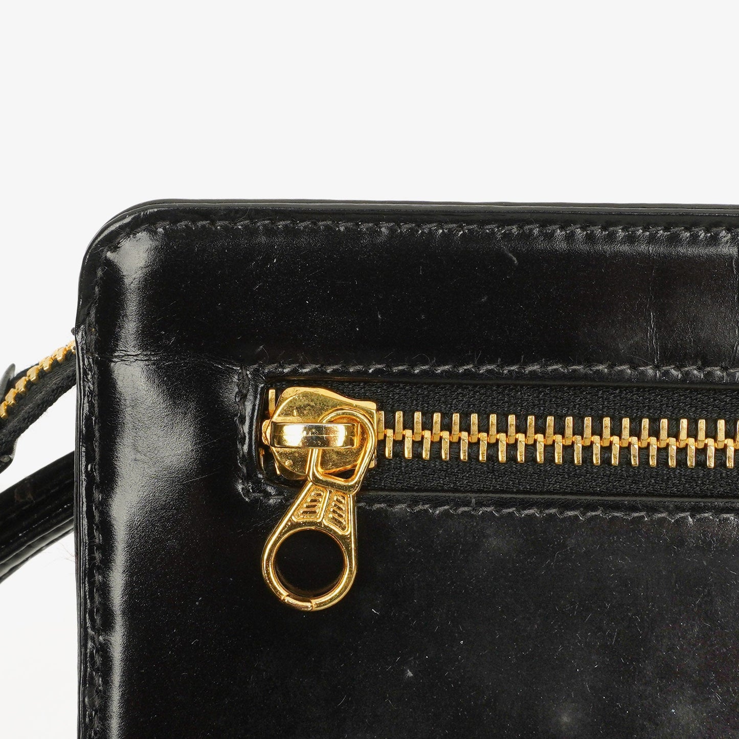 Chanel Black Patent Leather CC Logo Wrist Pouch