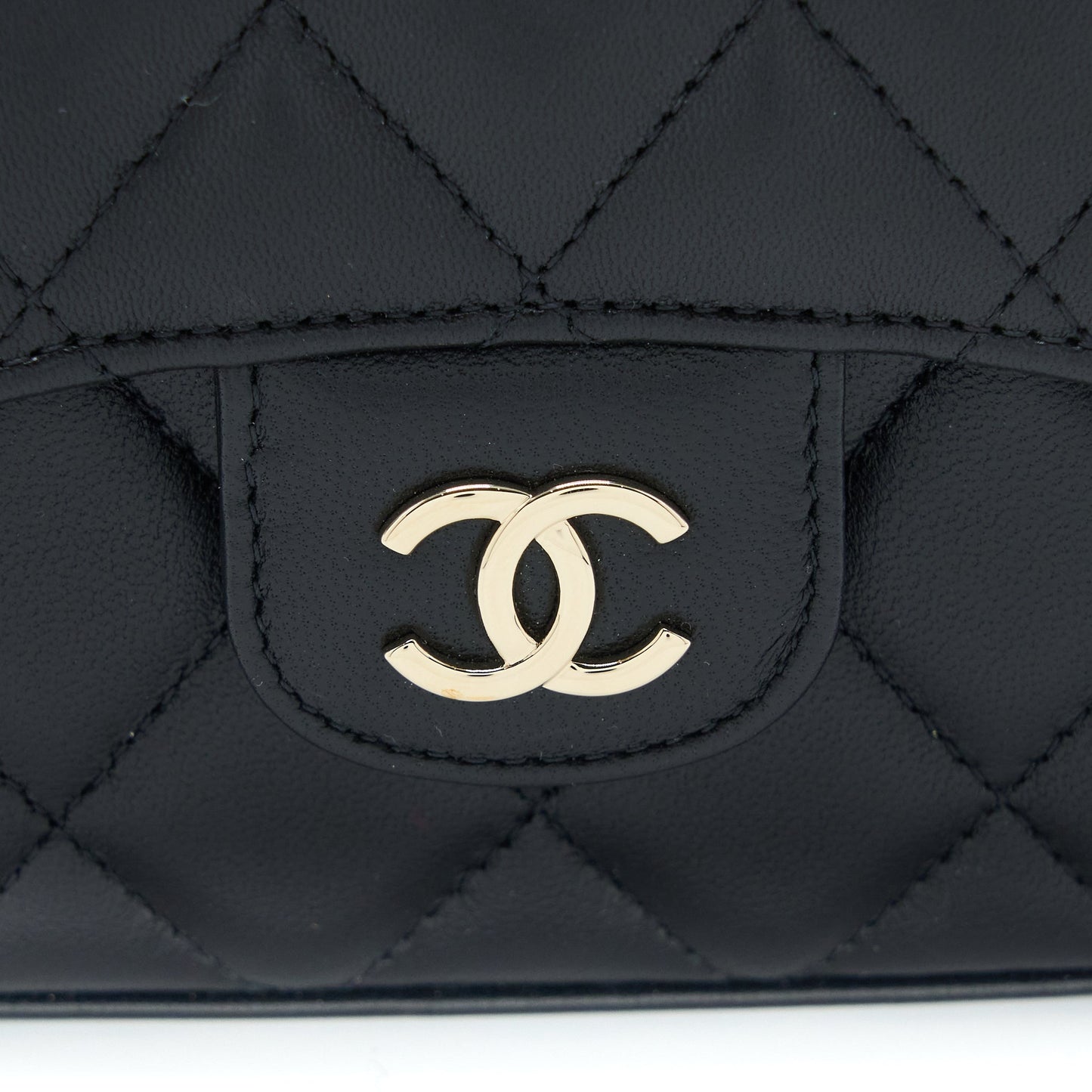 Chanel Top Handle Mini Flap Chain Bag Lambskin Black L