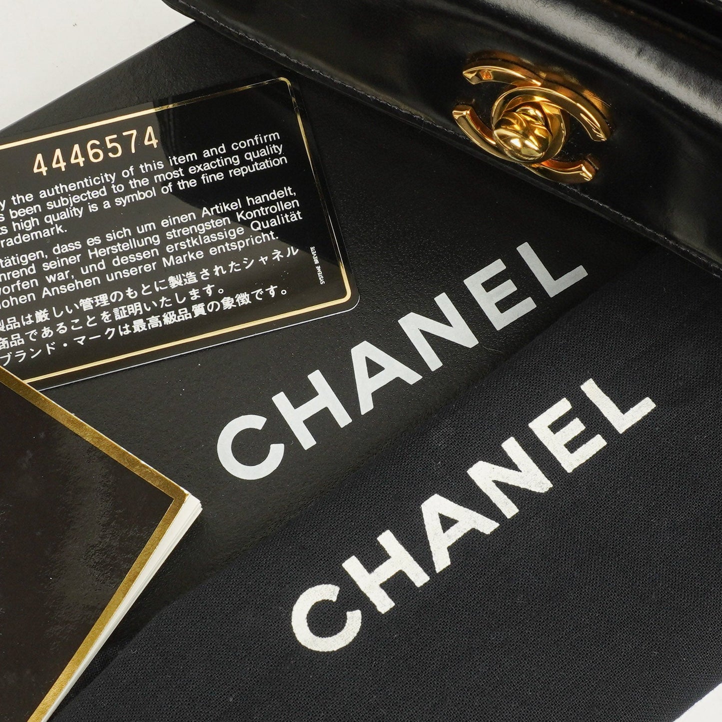 Chanel Black Patent Leather CC Logo Wrist Pouch