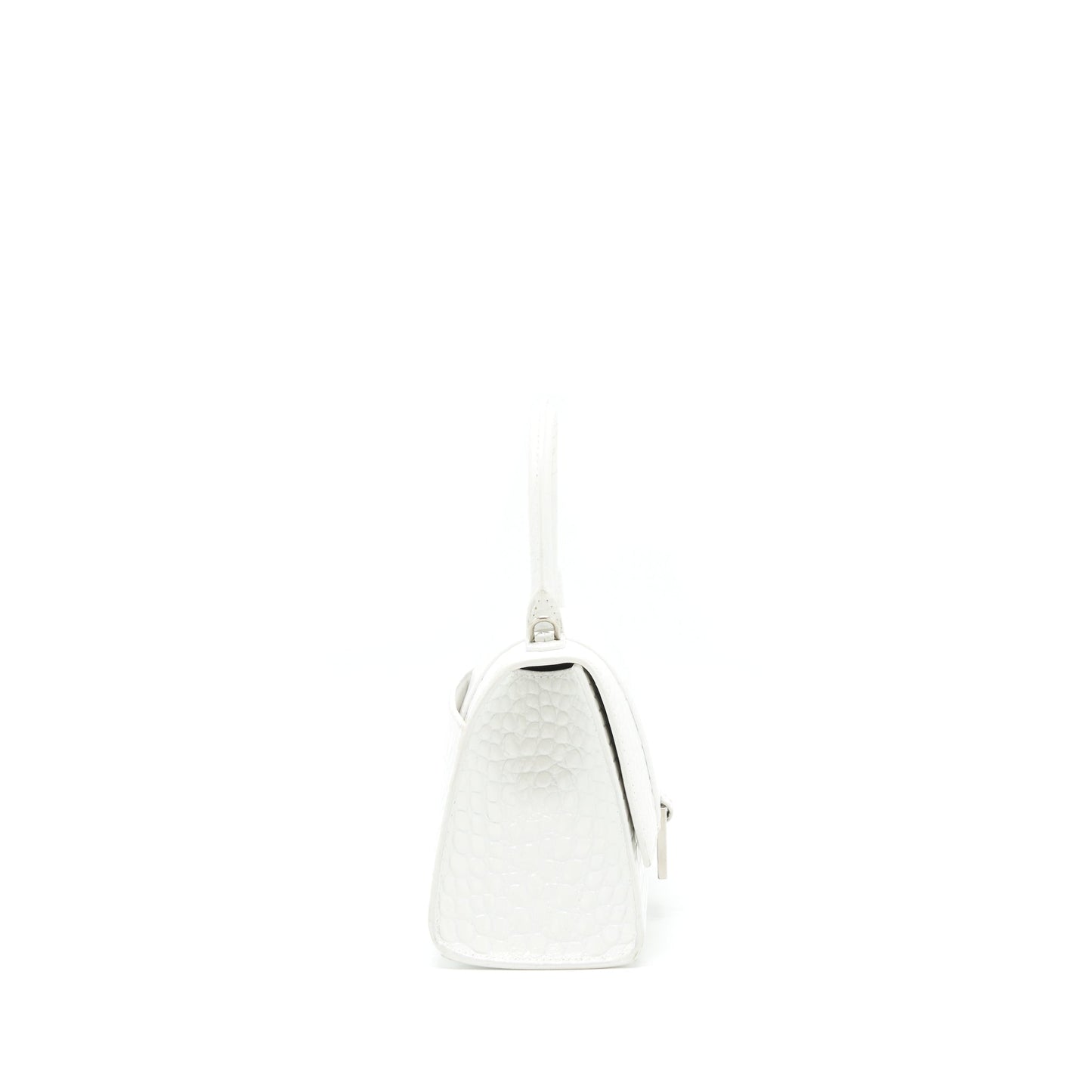 Balenciaga Hourglass S Crocodile-Embossed Calfskin White
