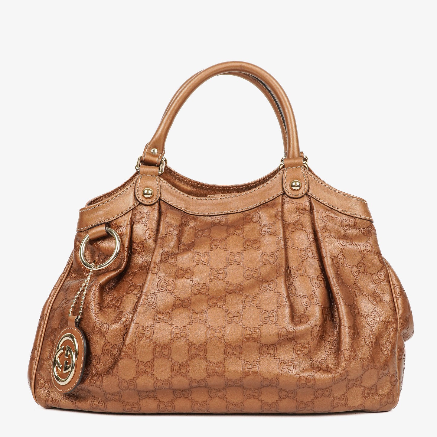 Gucci Guccissima Bronze Leather Sukey Hobo Bag