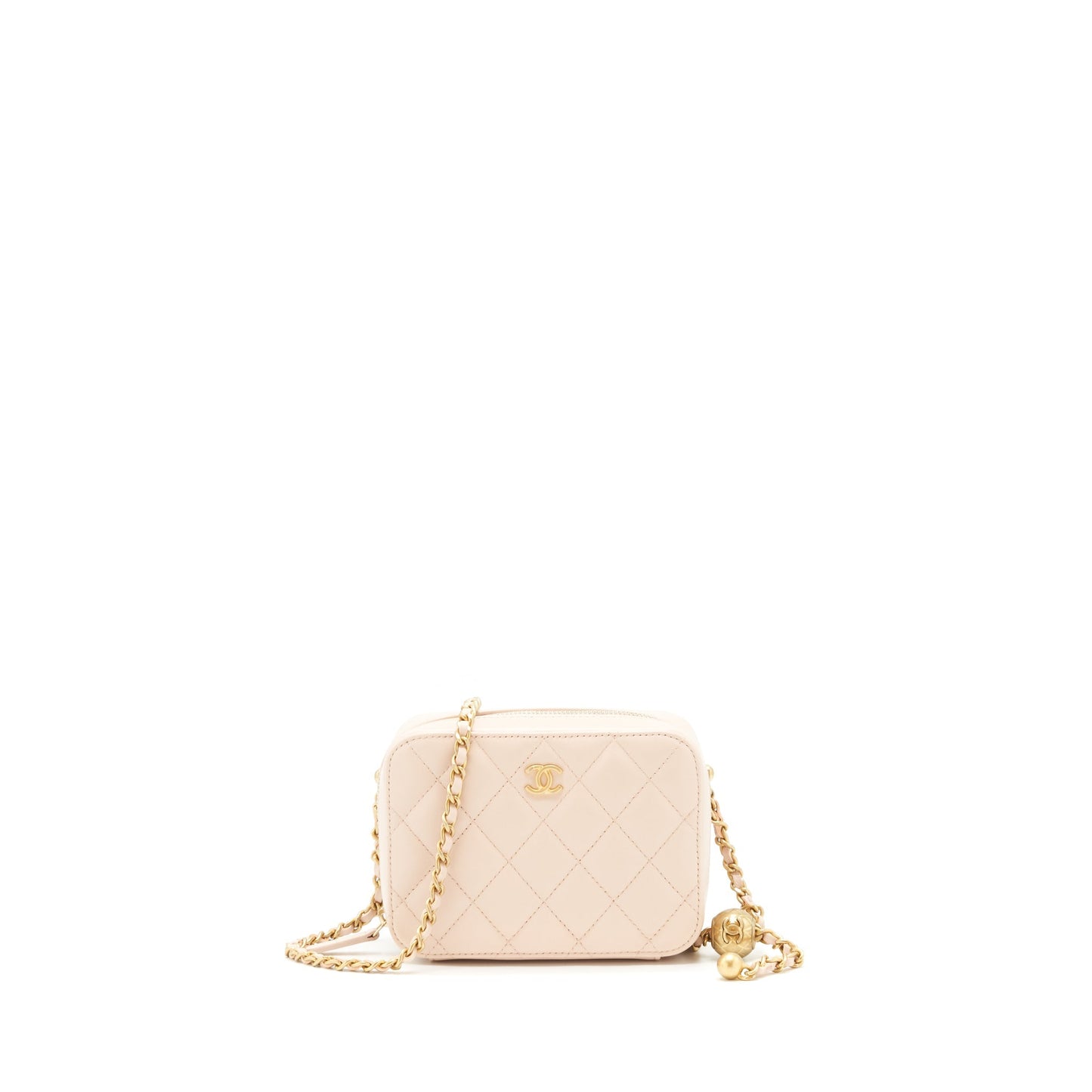 Chanel Pearl Crush Mini camera case with chain Lambskin light beige