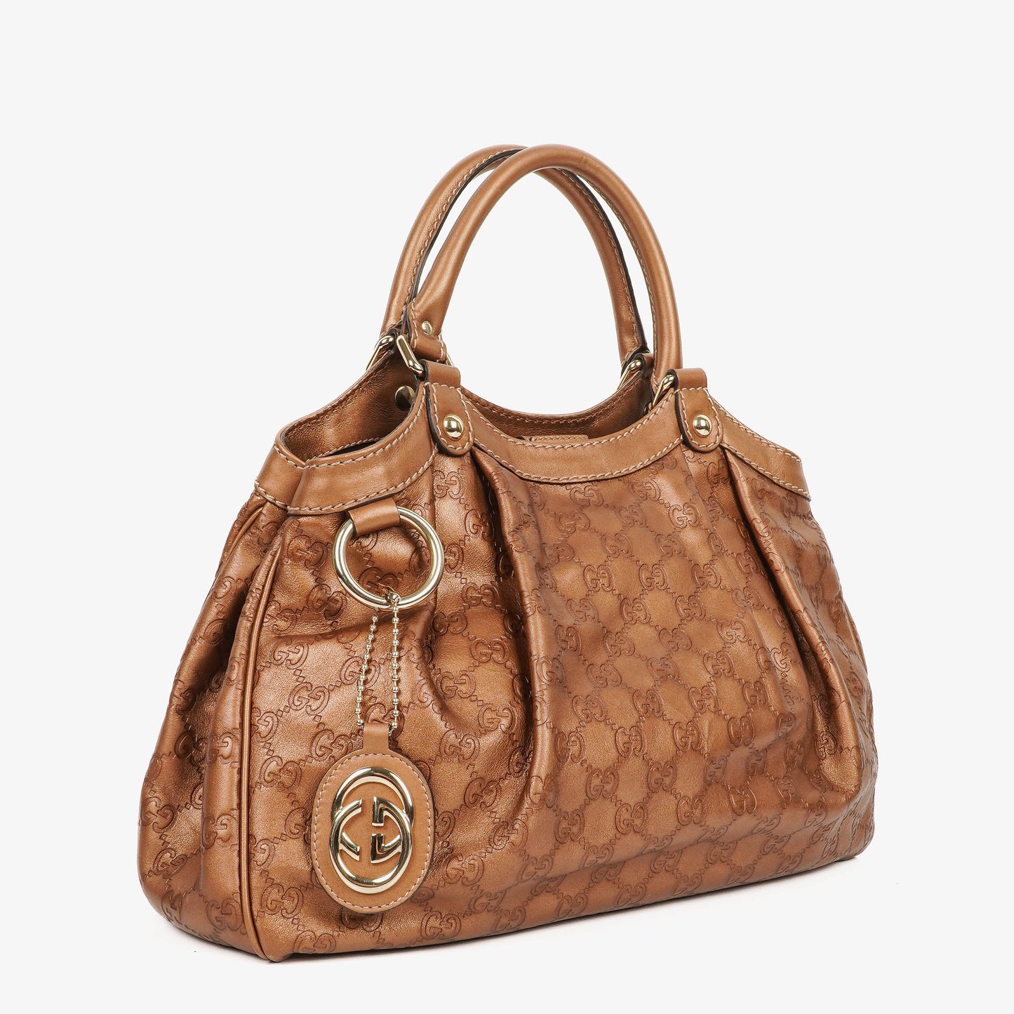 Gucci Guccissima Bronze Leather Sukey Hobo Bag