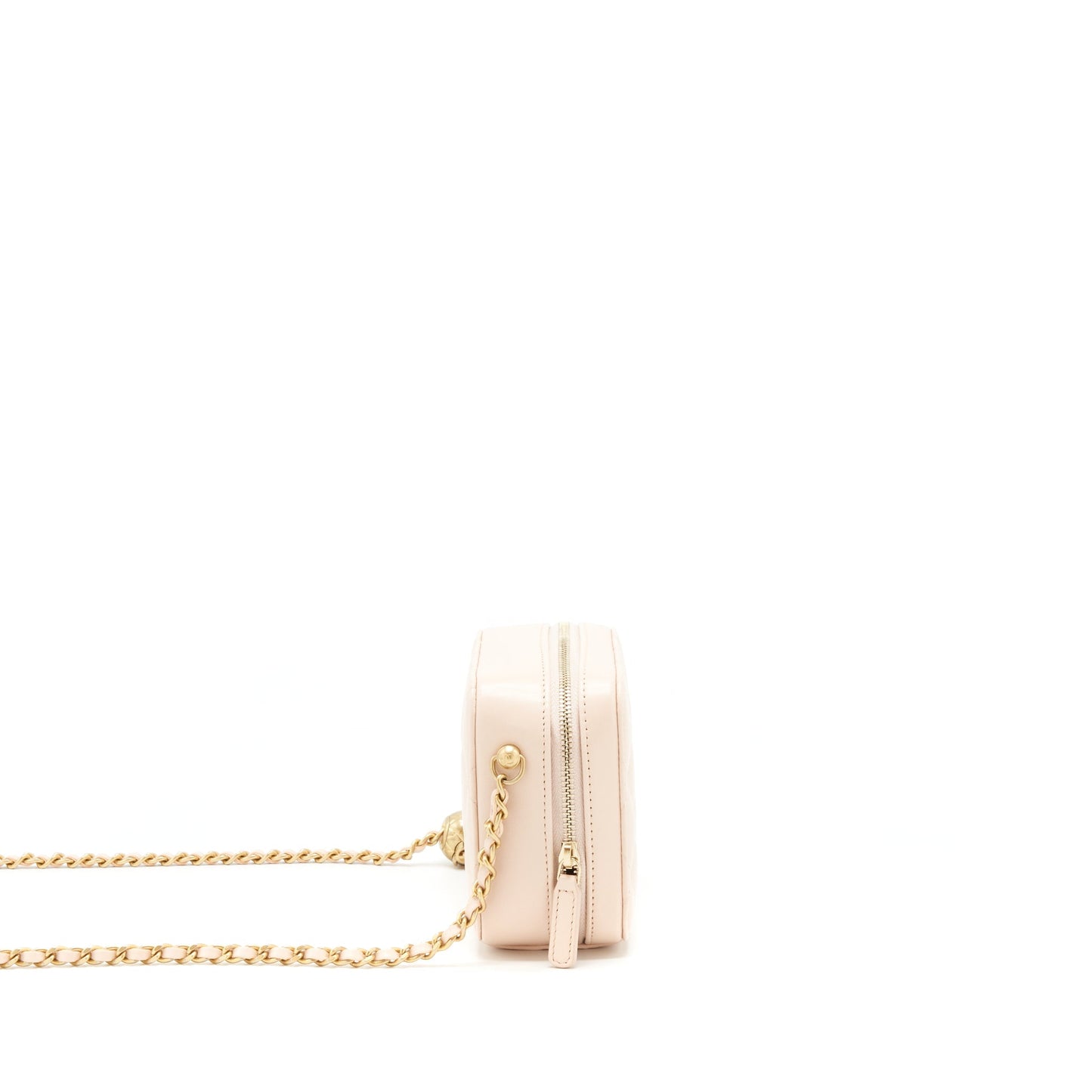 Chanel Pearl Crush Mini camera case with chain Lambskin light beige