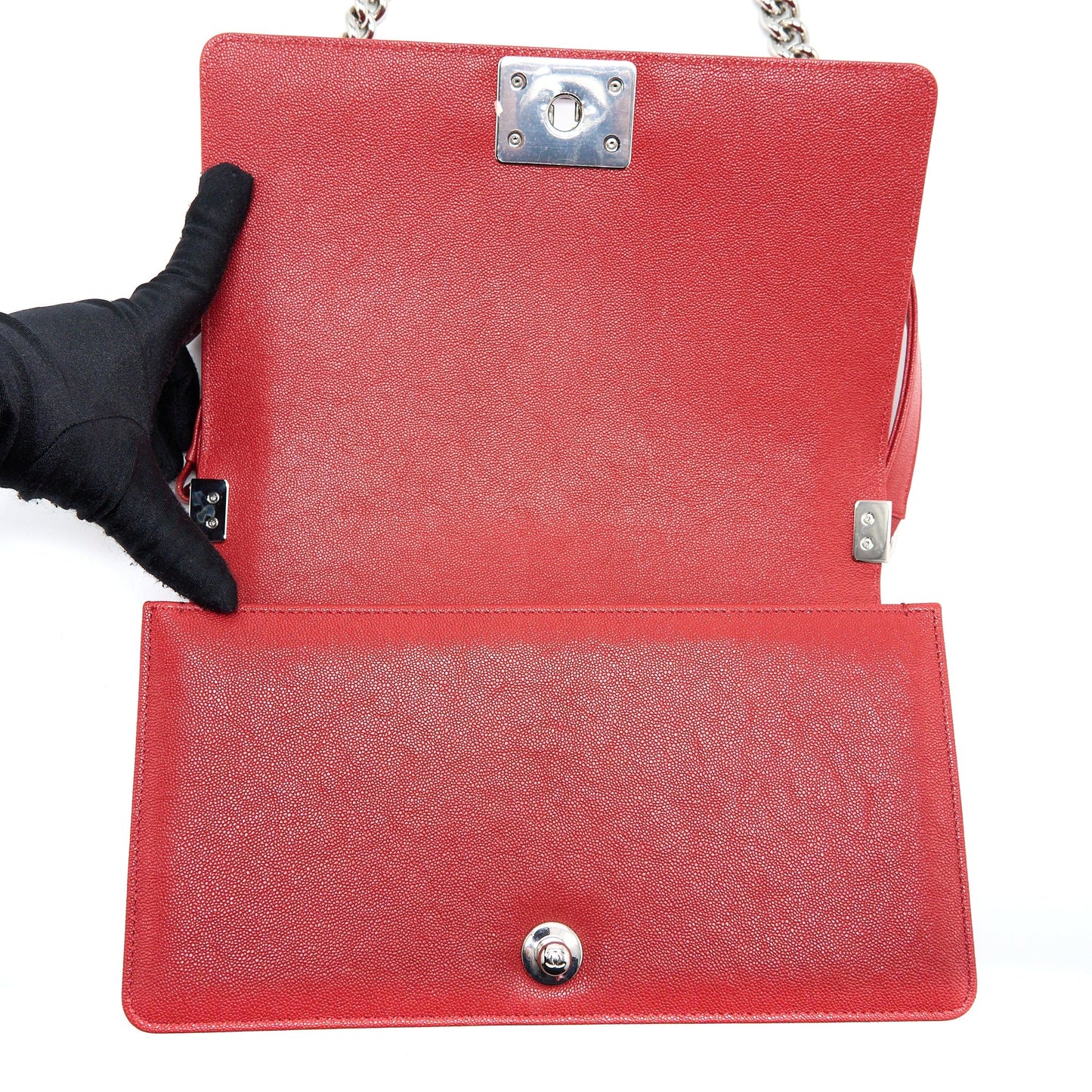 Chanel Medium Boy Bag Grained Calfskin Red