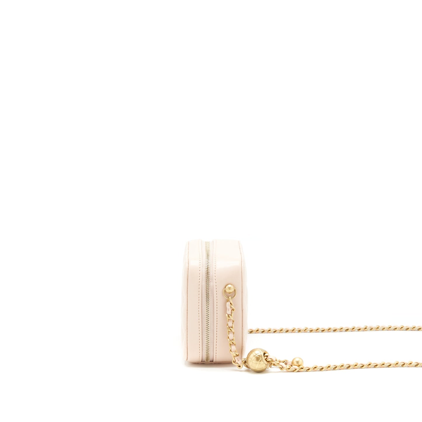 Chanel Pearl Crush Mini camera case with chain Lambskin light beige