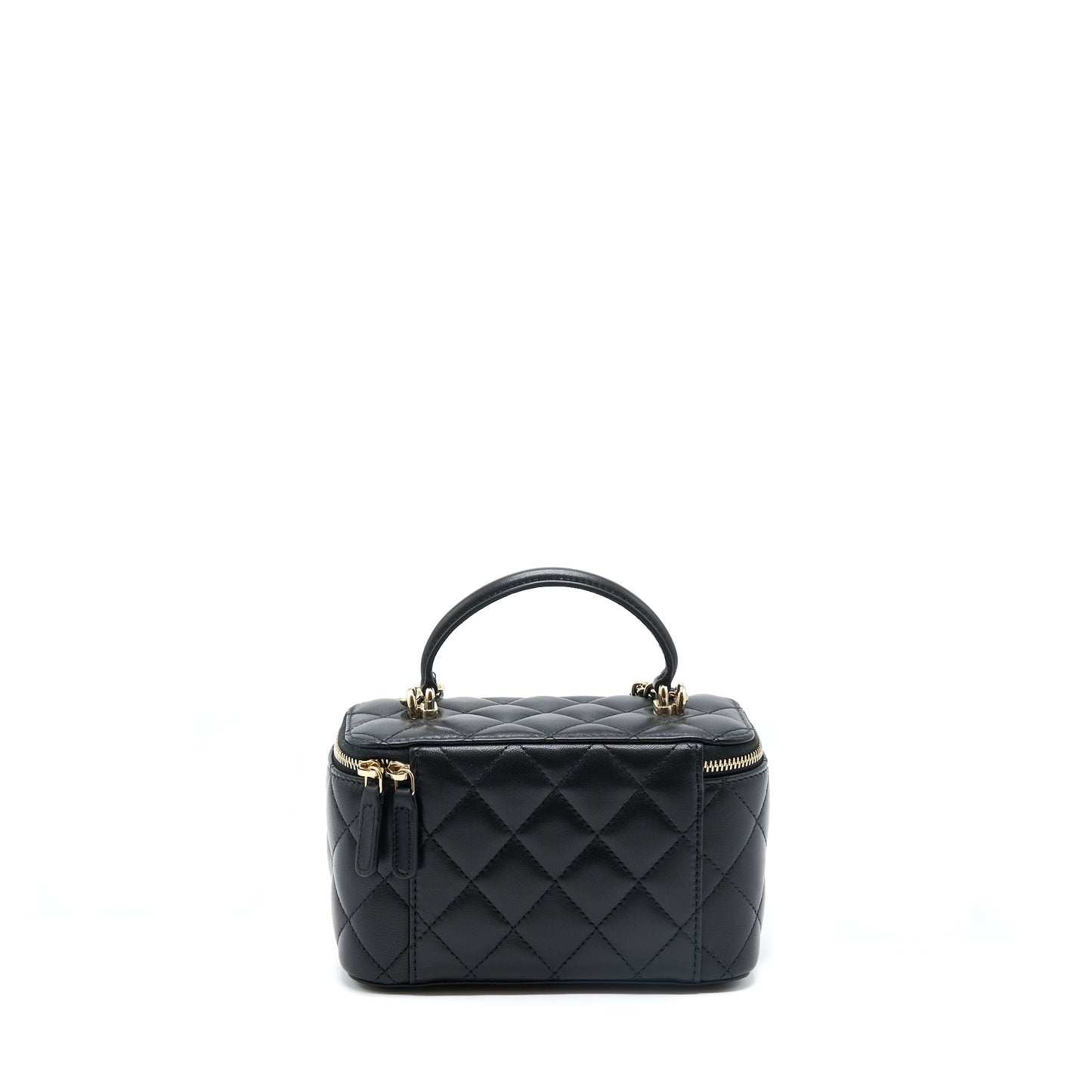 Chanel 22A Top Handle Long Vanity With Chain Lambskin Black L (New Version)