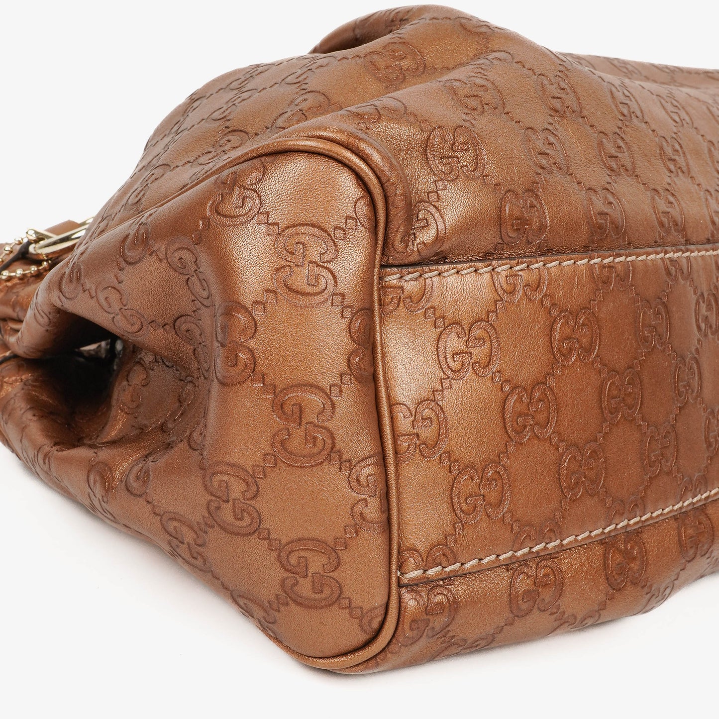 Gucci Guccissima Bronze Leather Sukey Hobo Bag