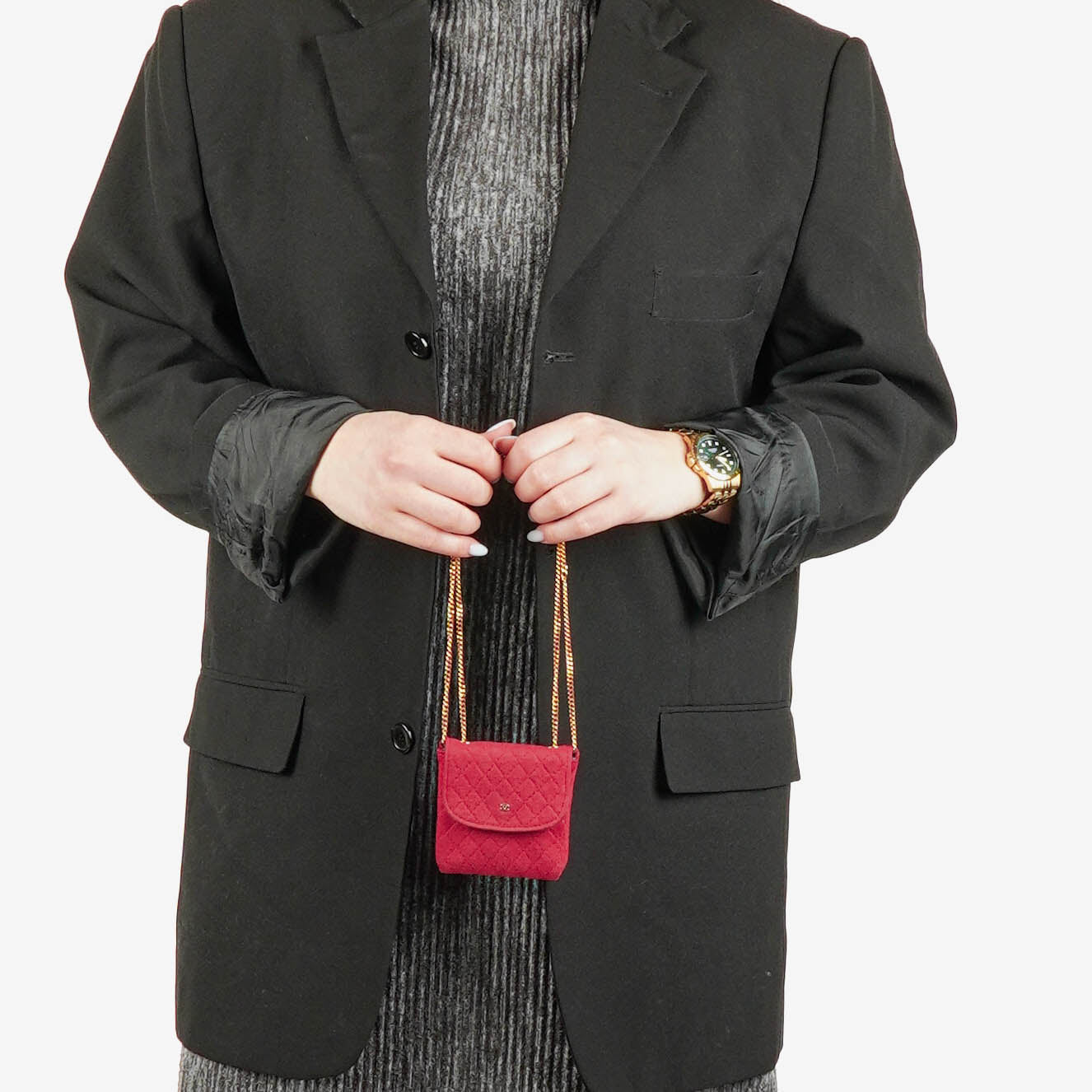Chanel Micro Jersey Quilted Red Flap Bag