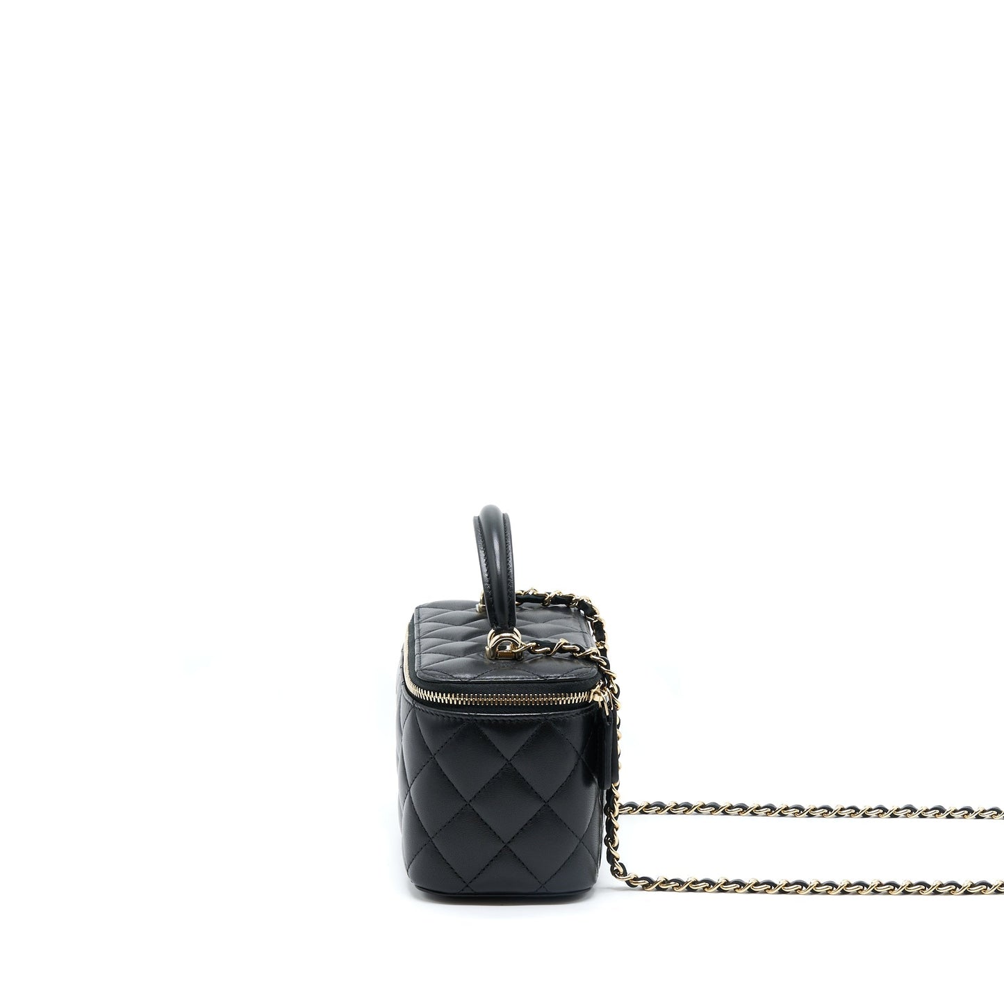 Chanel 22A Top Handle Long Vanity With Chain Lambskin Black L (New Version)