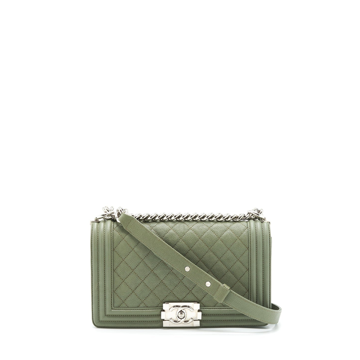 Chanel Medium Boy Bag Caviar Light Green L