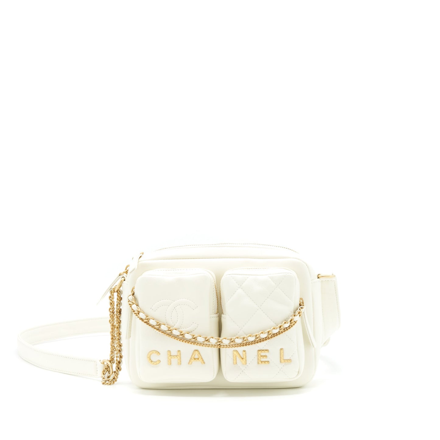 Chanel 22C Camera Bag calfskin white