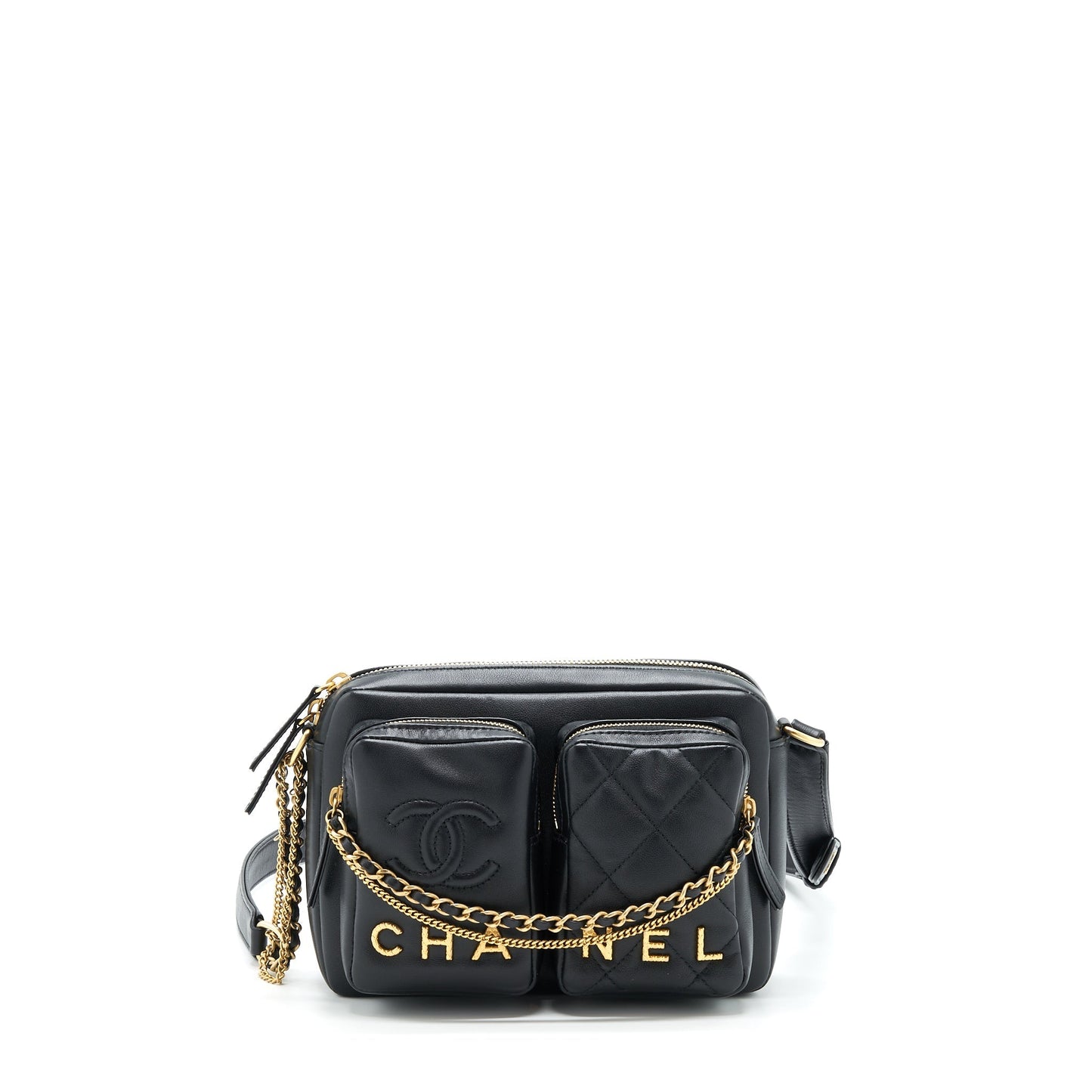 Chanel 22C Camera Bag Calfskin Black (Microchip)