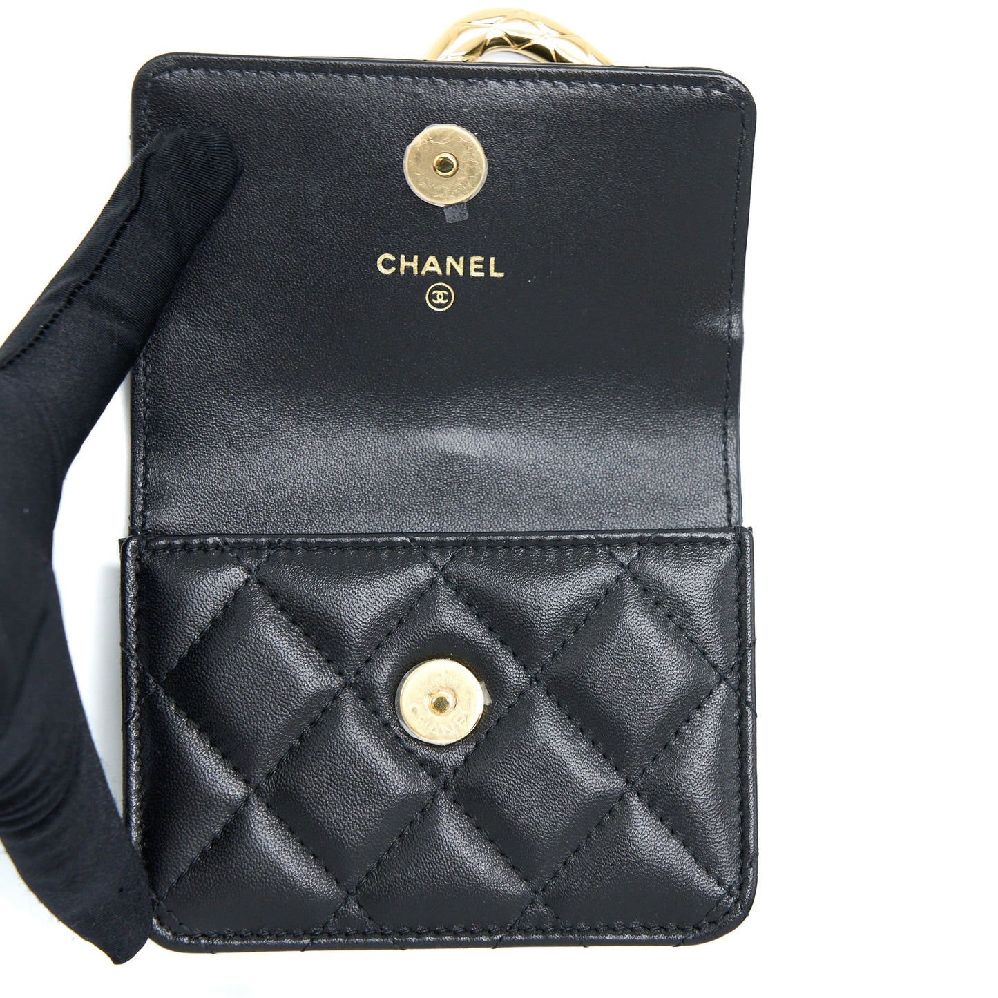Chanel Jewel Hook Cardholder Lambskin Black