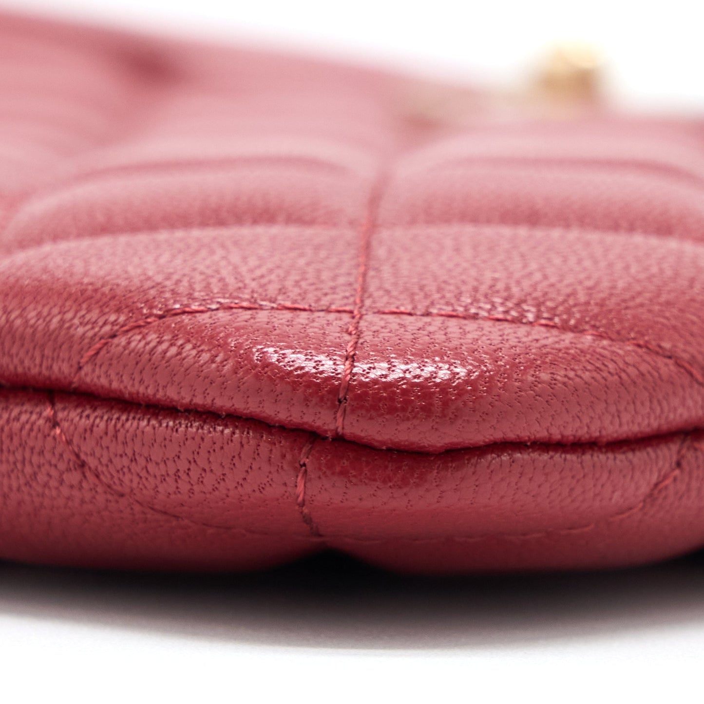 Chanel CC Logo Quilted Zip Pouch/Clutch Calfskin Red