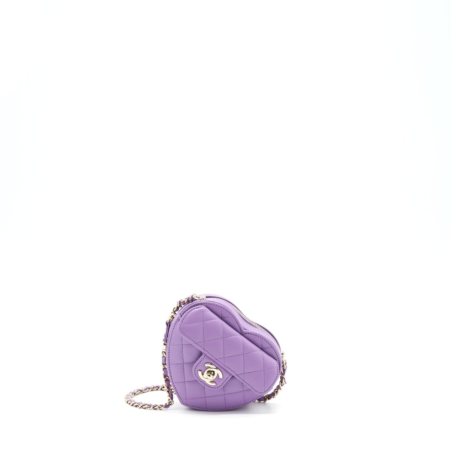 Chanel 22S Small Heart Bag Lambskin Purple L