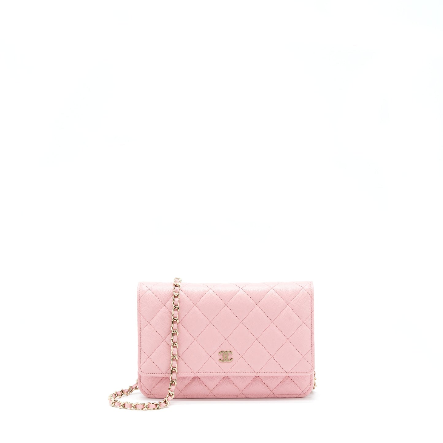 Chanel 22C Classic Wallet On Chain Caviar Pink L