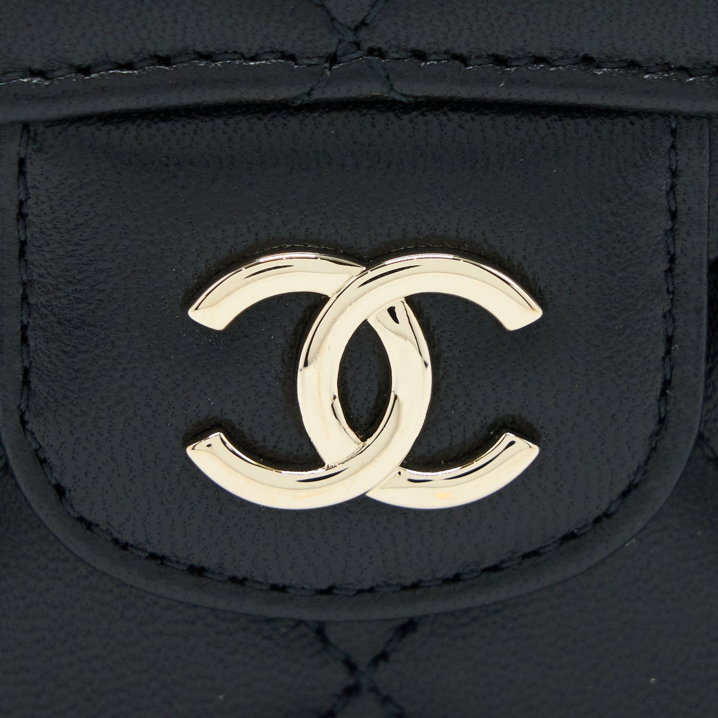 Chanel Top Handle Mini Flap Bag Lambskin Black L