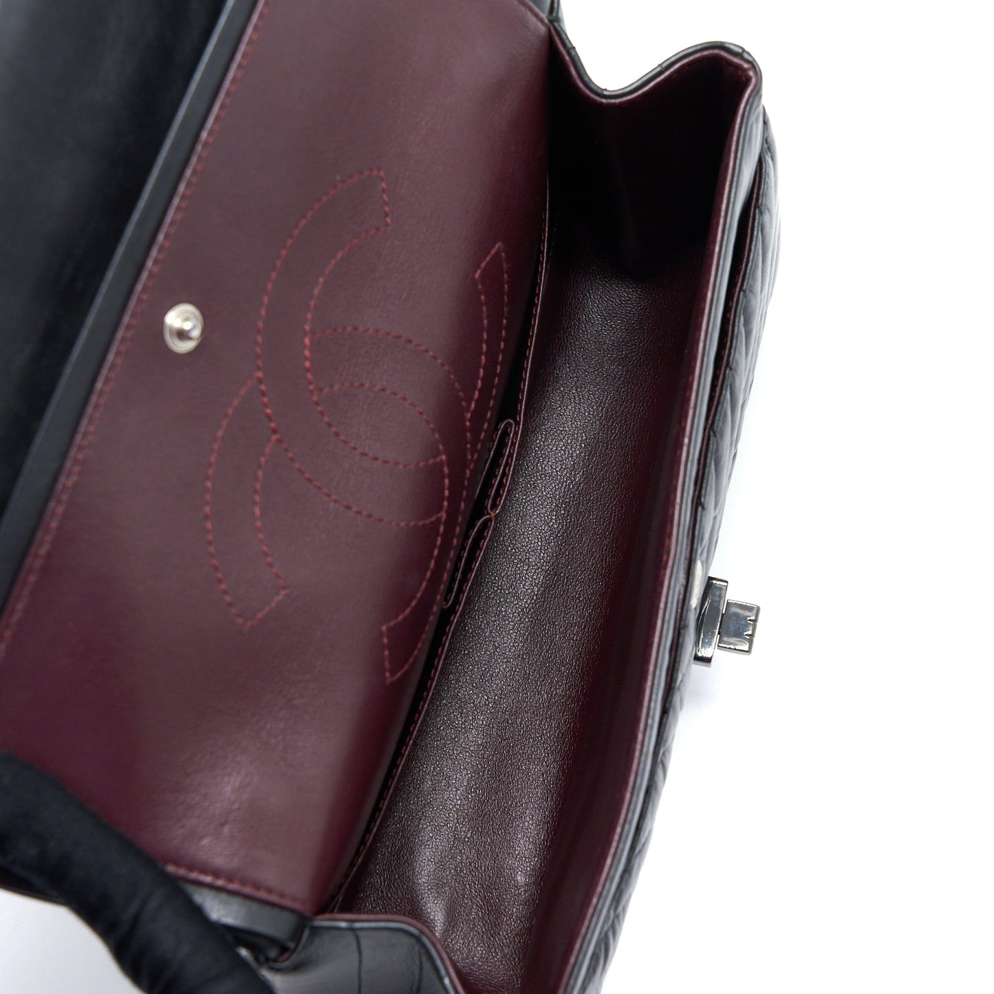 Chanel 2.55 Reissue Small Double Flap Bag Chevron Aged Calfskin Black with Black Hardware
