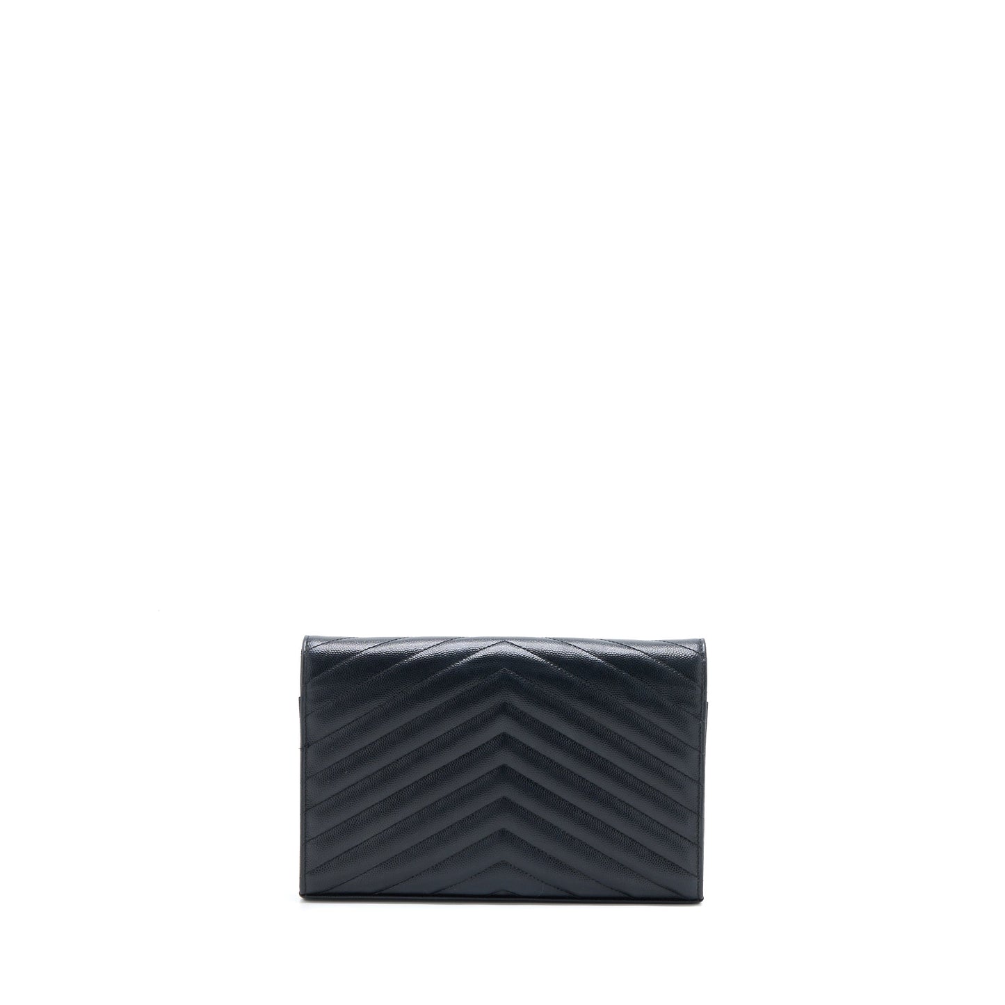 Saint Laurent/ Cassandra Matelasse Envelope Chain Wallet Grained Calfskin Black