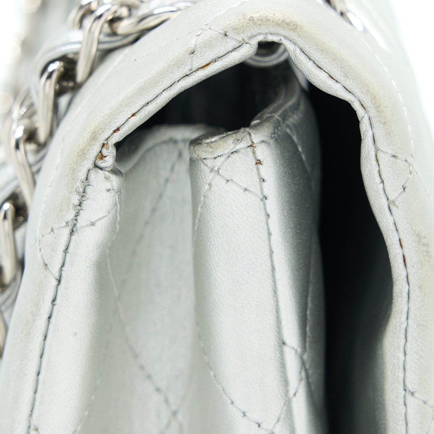Chanel Maxi Classic Single Flap Bag Lambskin Silver